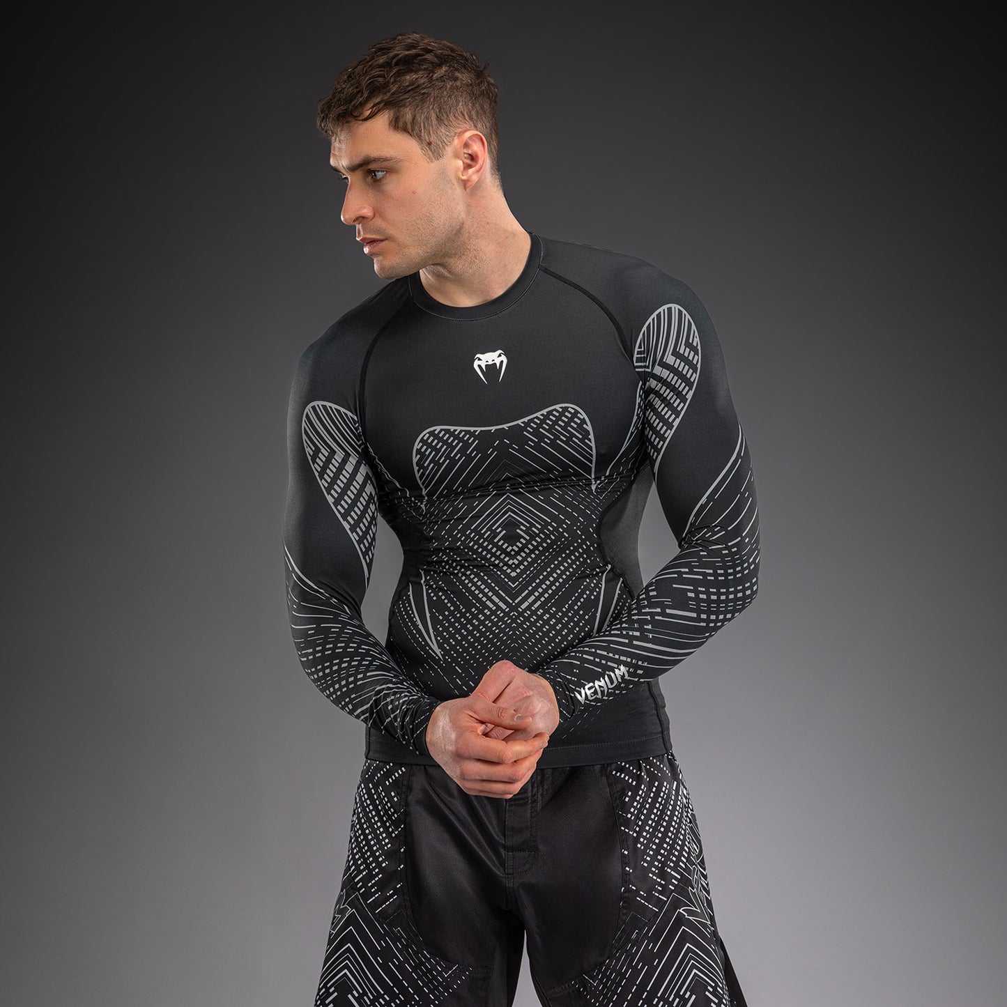 Rashguard à Manches Longues Venum Midnight Fury – Noir/Gris/Argent