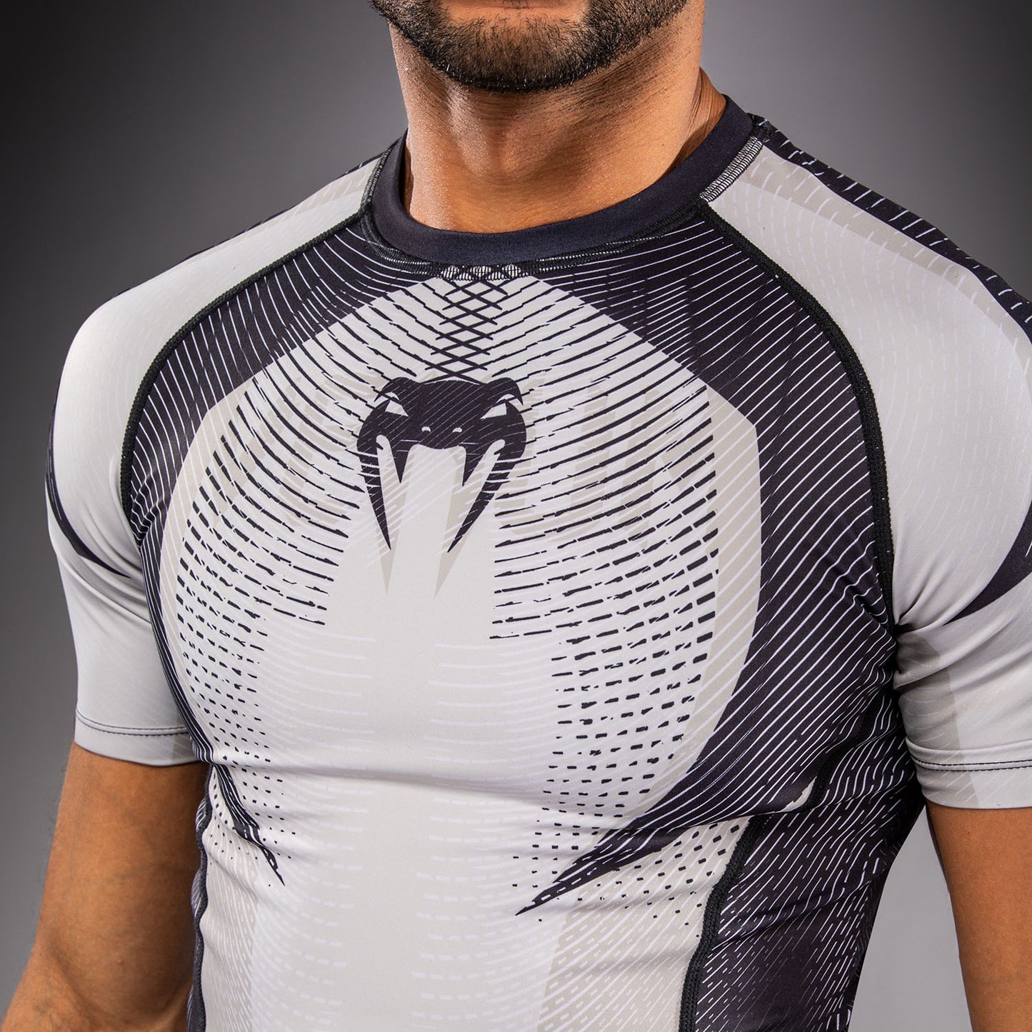 Rashguard à Manches Courtes Venum Galactic 3.0 - Blanc Cassé/Noir
