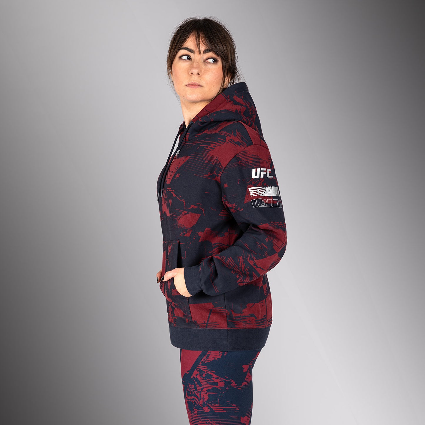 Sweat à capuche Femme UFC Zenith by Venum Authentic Fight Week - Bleu marine/Bordeaux/Argent - product-type_Sweatshirts