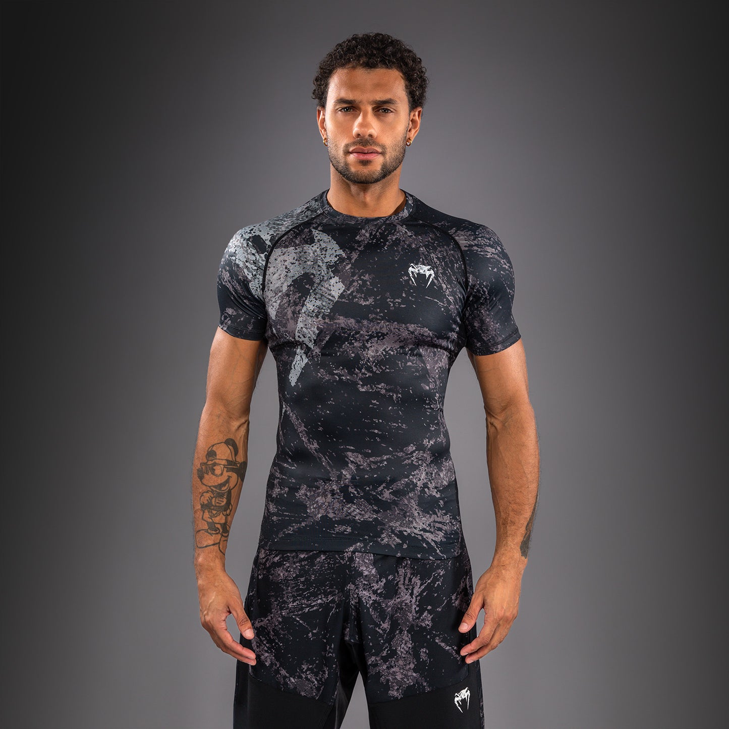 Rashguard à Manches Courtes Venum Rage & Workout - Noir/Gris
