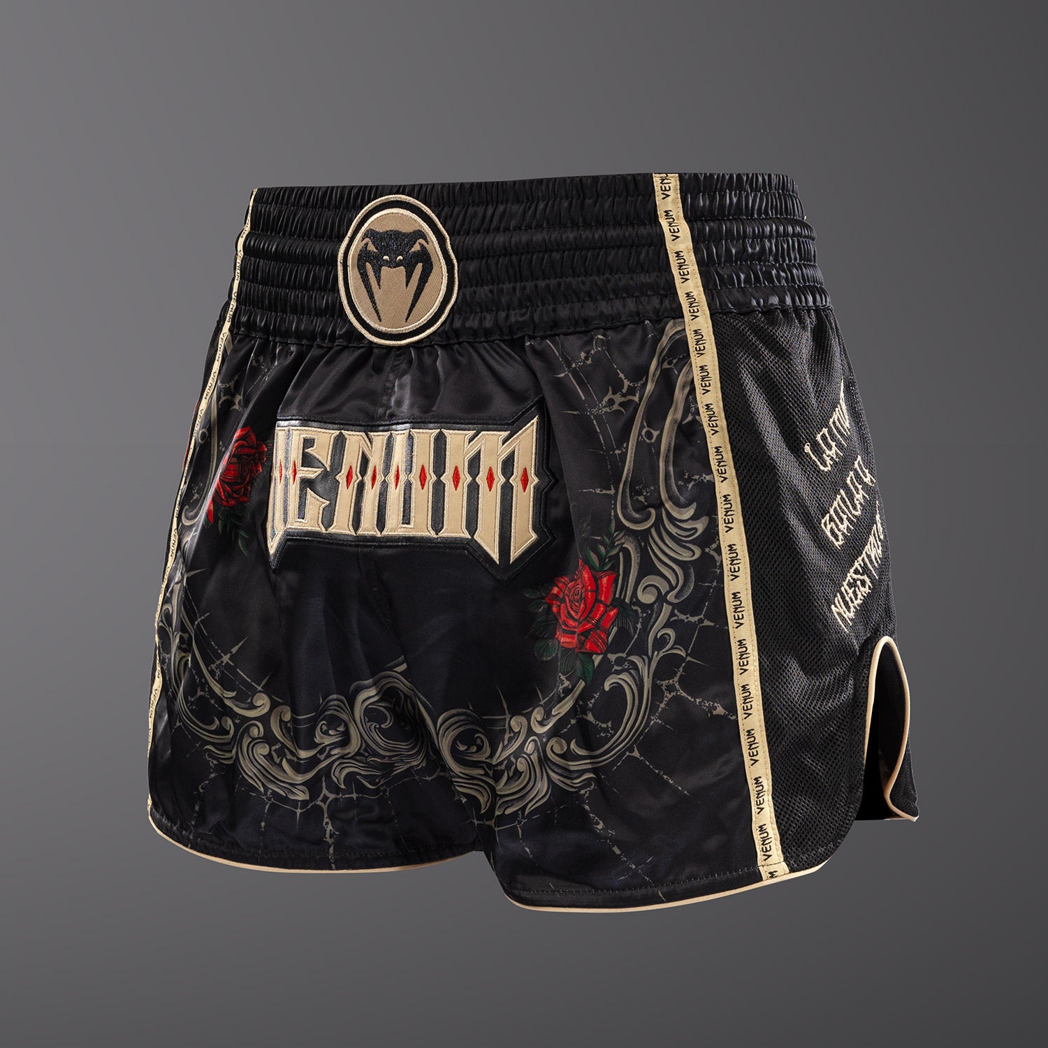 Short de Muay Thai pour Hommes Venum Santa Muerte 5.0 - Noir Profond/Or - product-type_Shorts de Muay Thai