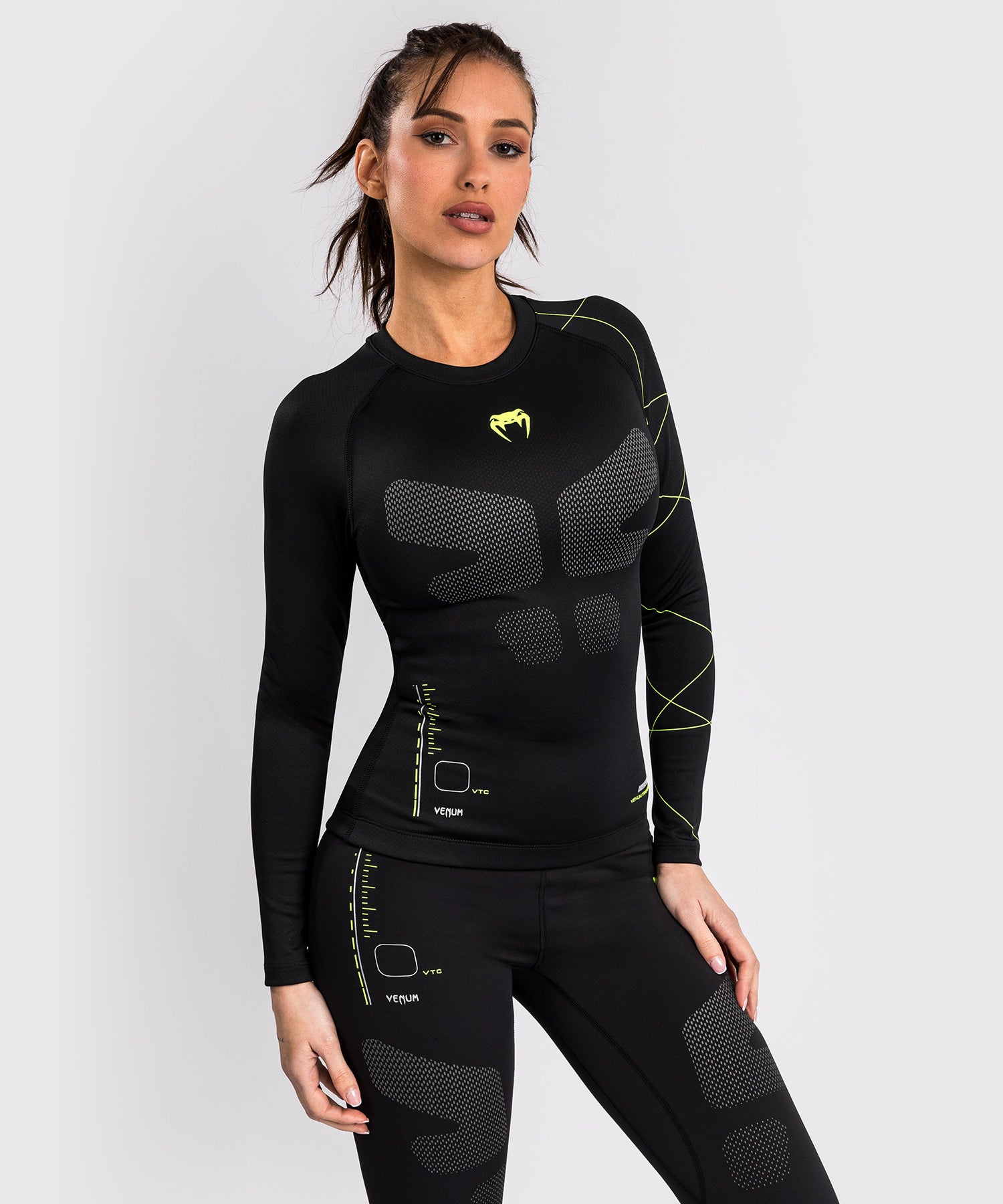 Rashguard Manches Longues Venum Training Camp 4.0 - Noir/Vert Fluo - product-type_T-Shirts de Compression