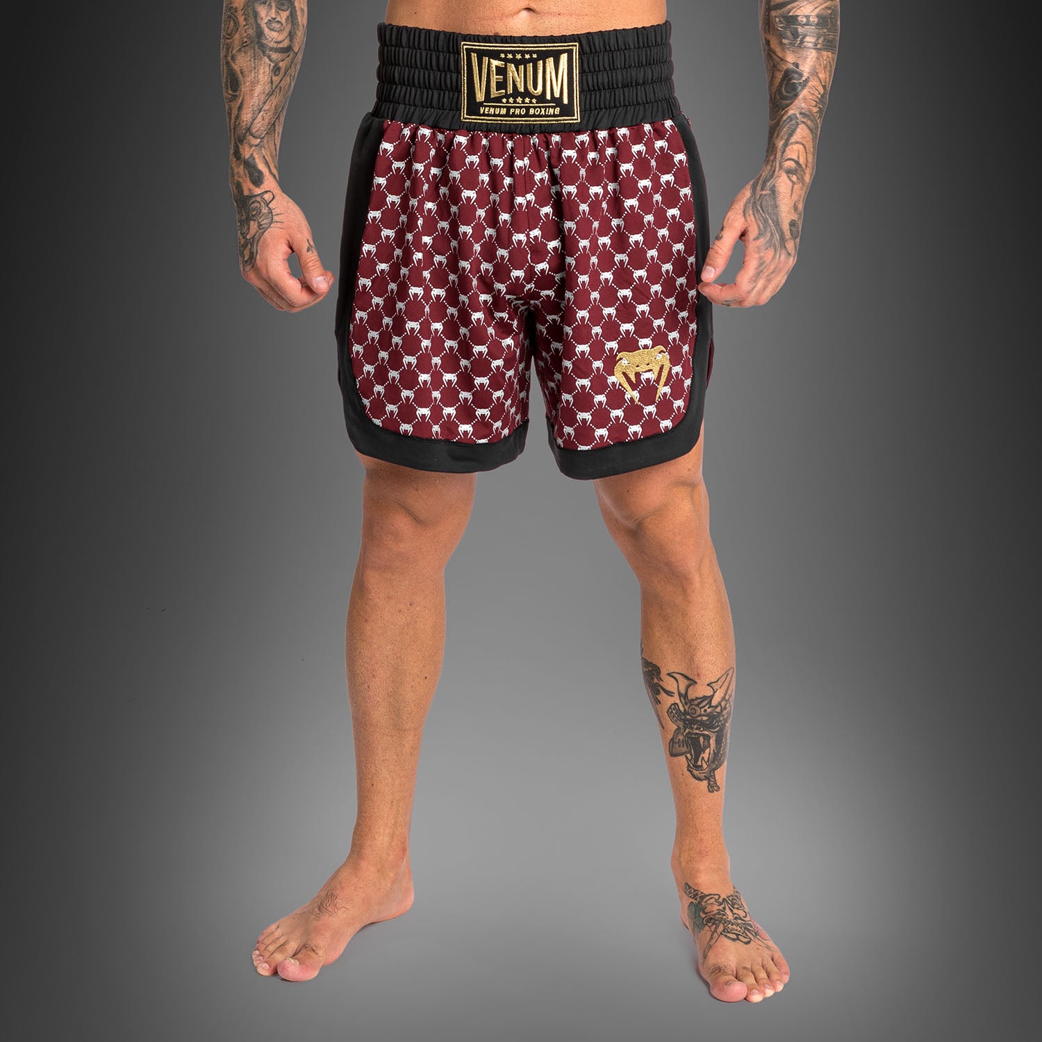 Short de Boxe Venum Monogram - Noir/Bordeaux - product-type_Shorts de boxe