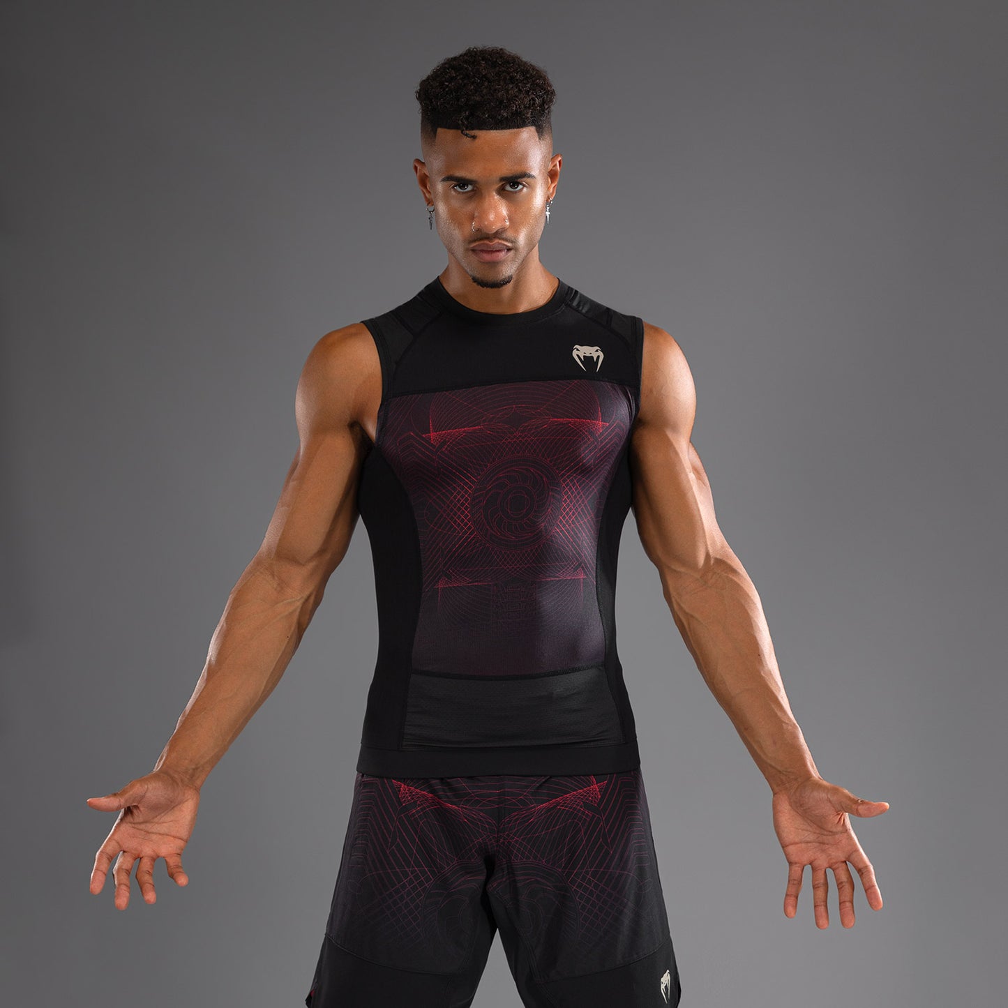 Rashguard sans Manches Venum G-Fit Air pour Hommes - Noir Profond/Rouge Feu - product-type_T-Shirts de Compression