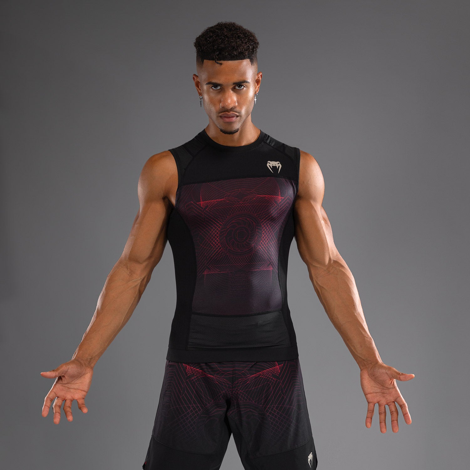 Rashguard sans Manches Venum G-Fit Air pour Hommes - Noir Profond/Rouge Feu - product-type_T-Shirts de Compression