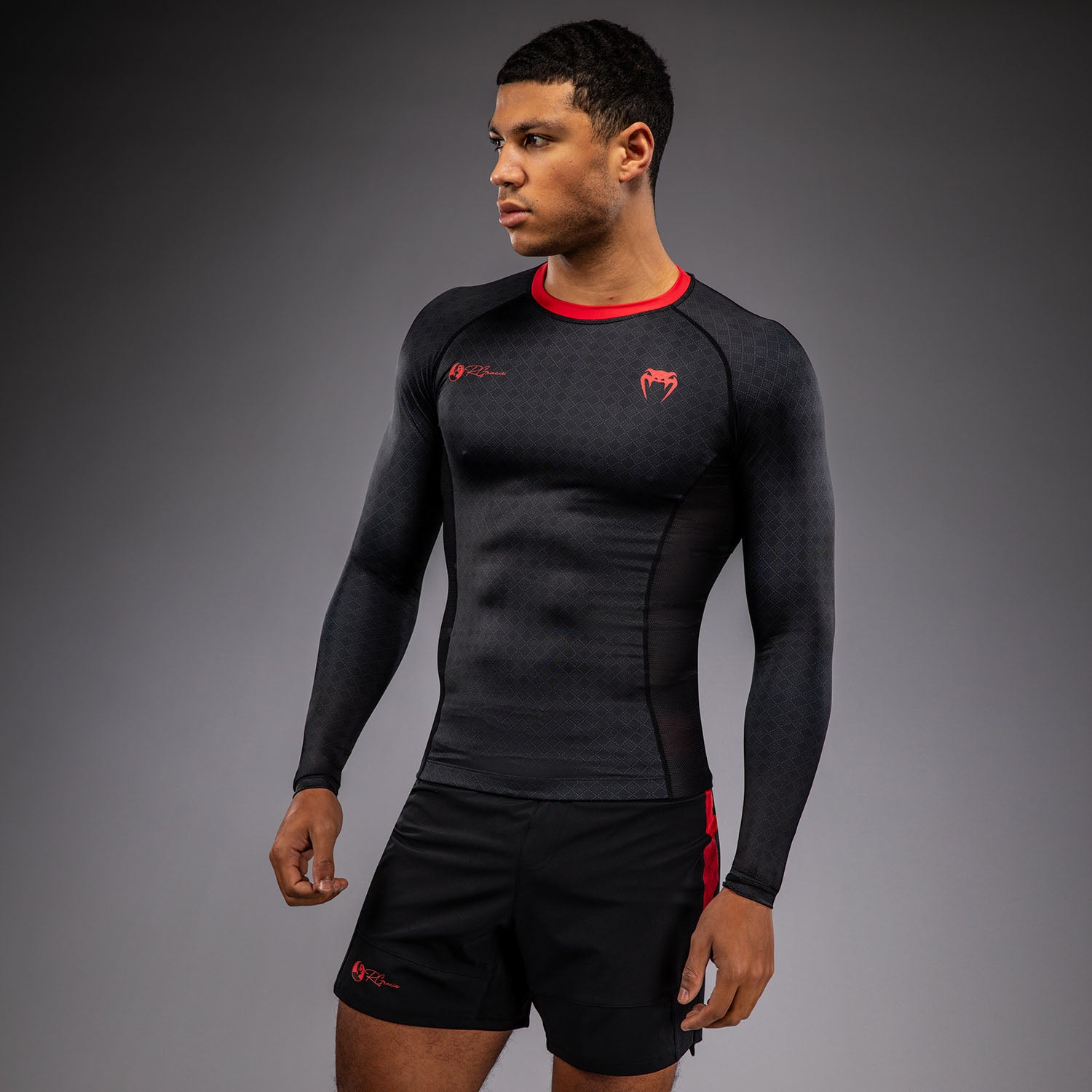Rashguard à Manches Longues Venum x Roger Gracie Signature - Noir/Rouge - product-type_T-Shirts de Compression
