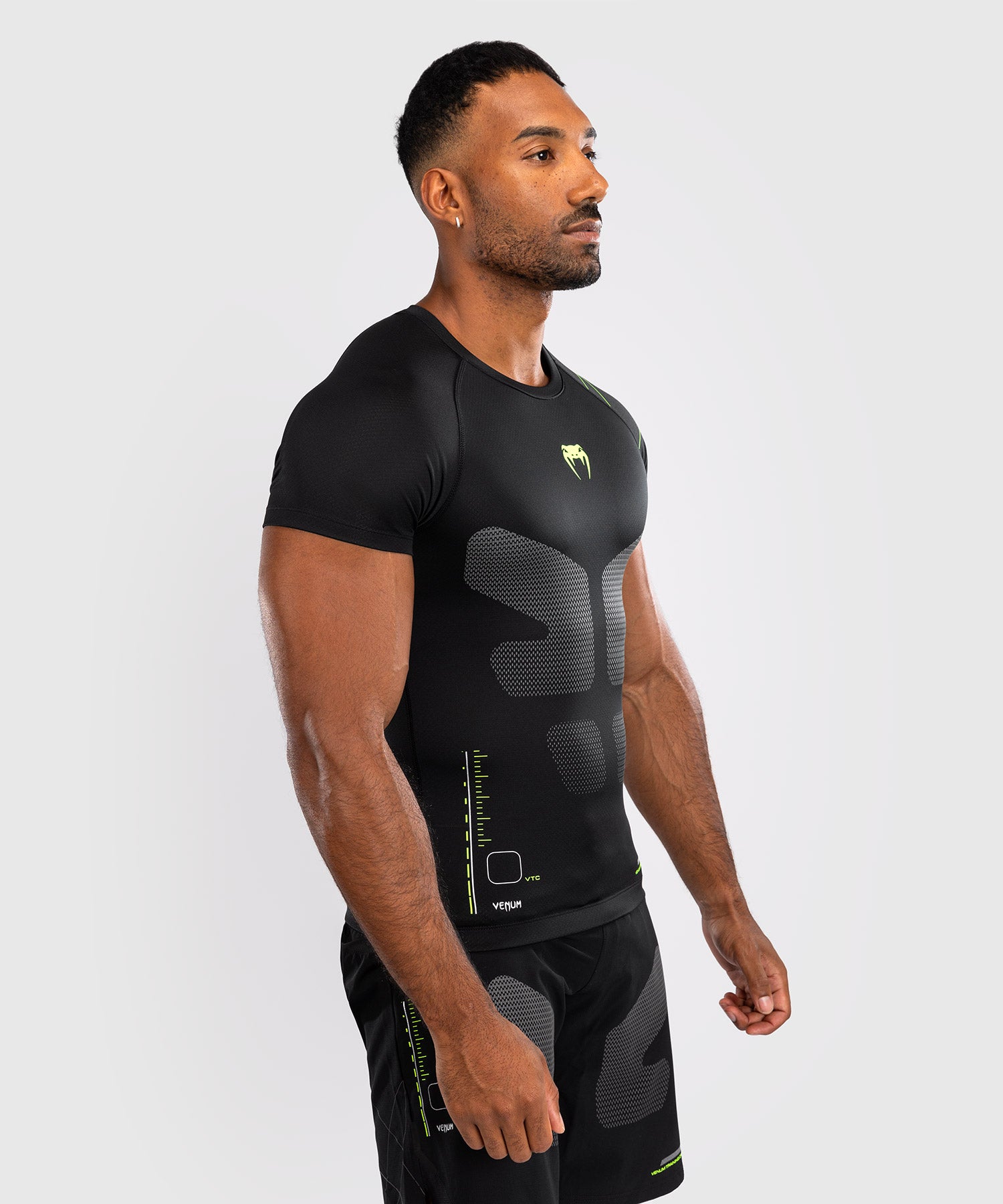 Rashguard Manches Courtes Venum Training Camp 4.0 - Noir/Vert fluo - product-type_T-Shirts de Compression