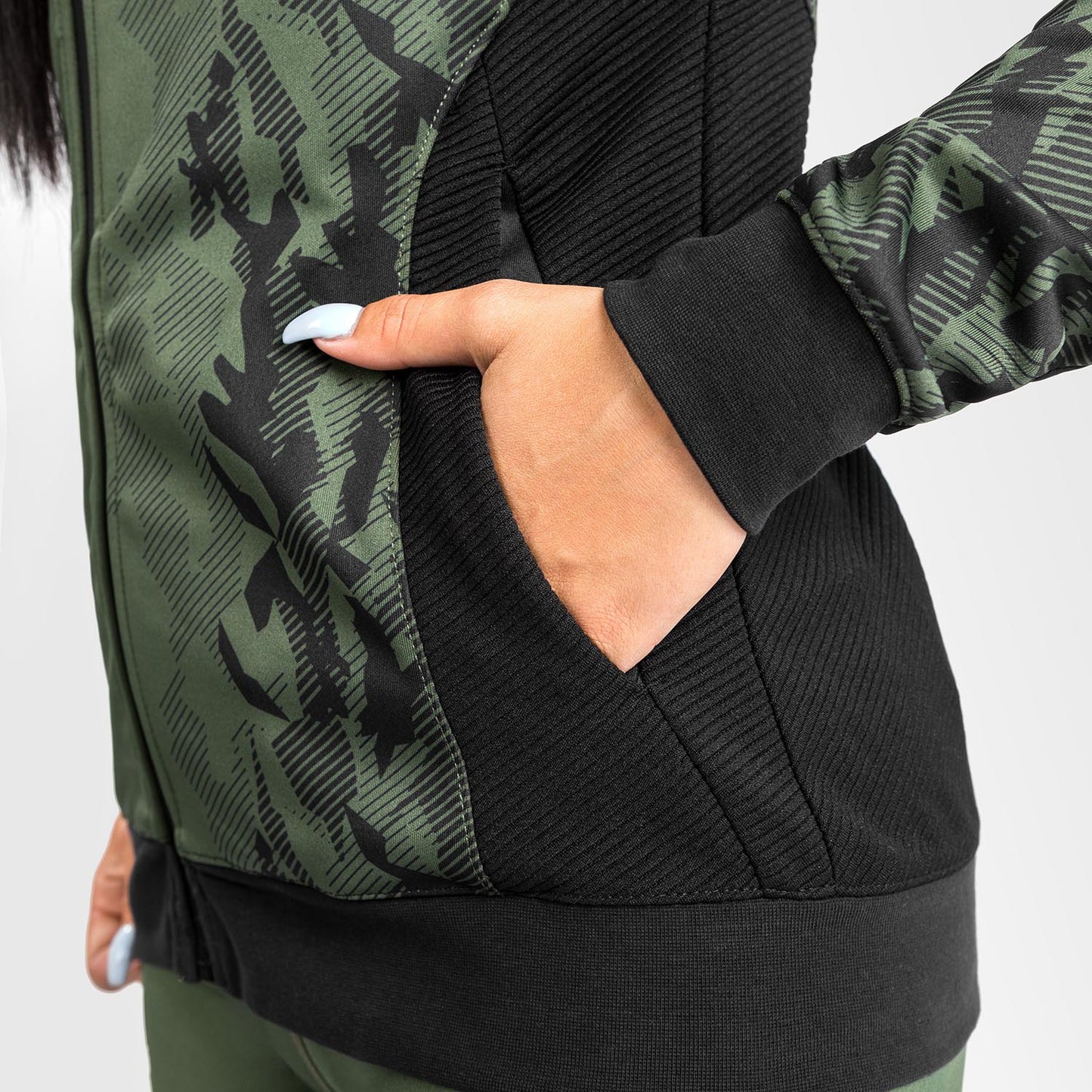 Sweatshirt Zippé Femme UFC Venum Authentic Fight Week - Kaki