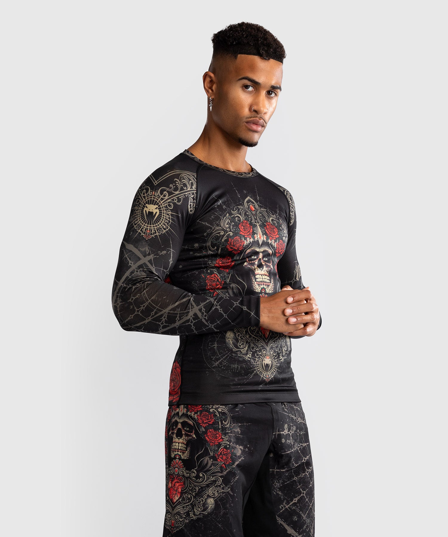 Rashguard à Manches Longues pour Hommes Venum Santa Muerte 5.0 - Noir Profond/Or - product-type_T-Shirts de Compression