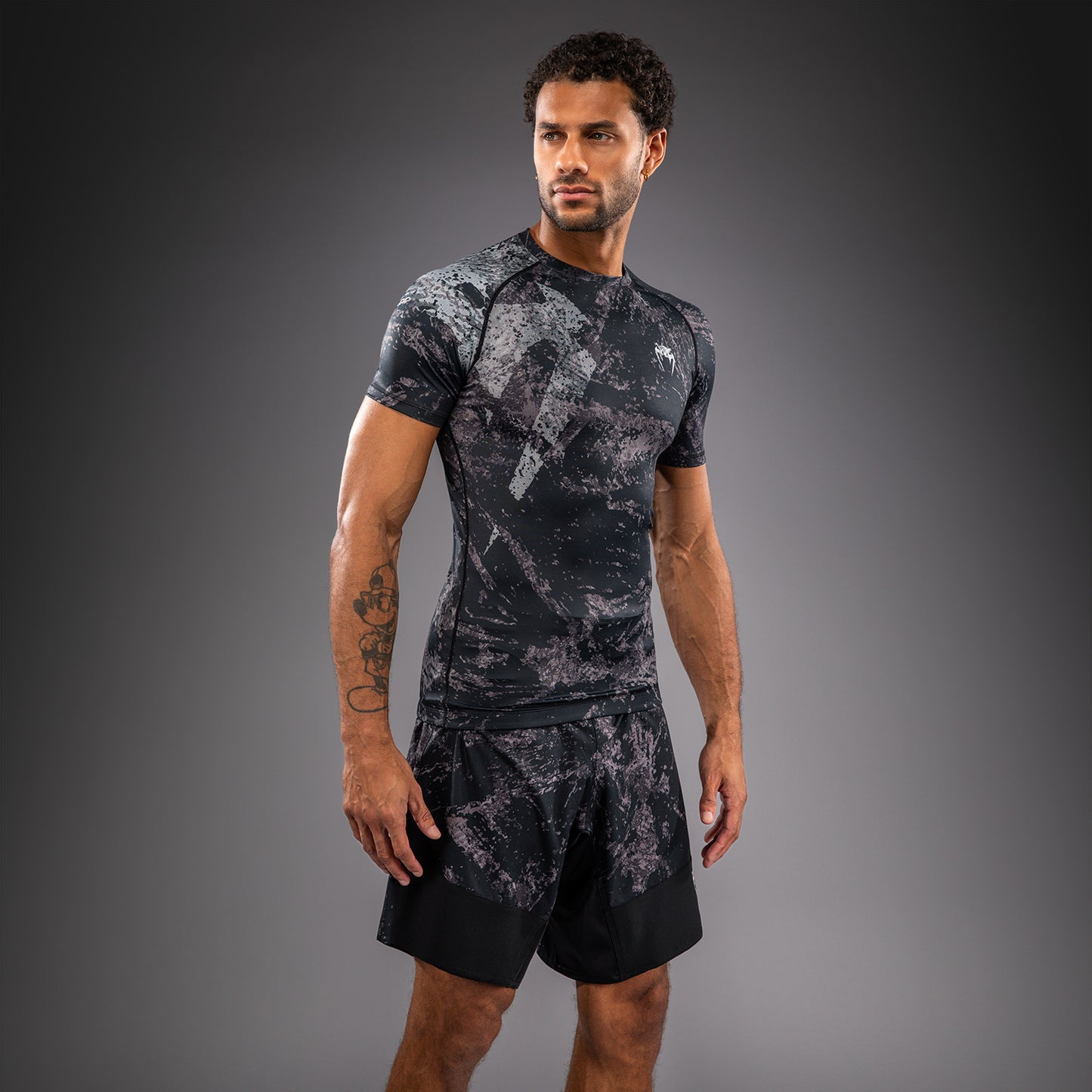 Rashguard à Manches Courtes Venum Rage & Workout - Noir/Gris