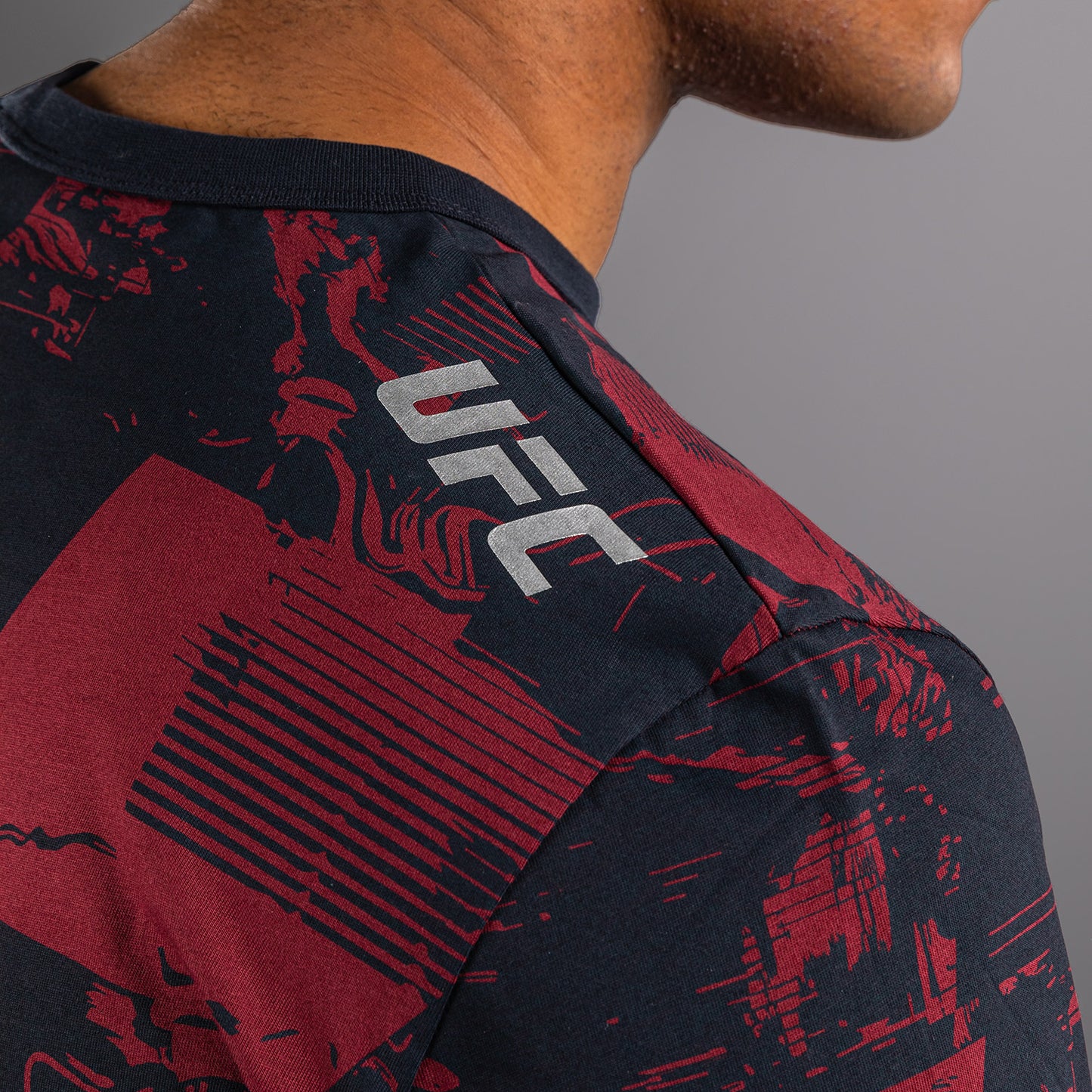 T-shirt manches longues Homme UFC Zenith by Venum Authentic Fight Week - Bleu marine/Bordeaux/Argent