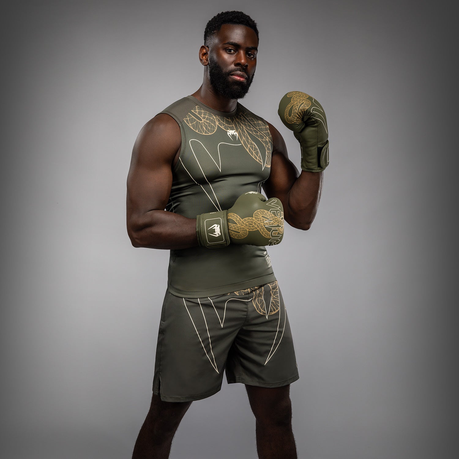 Rashguard Sans Manches Venum Serpenti – Kaki/Bronze/Ivoire - product-type_T-Shirts de Compression