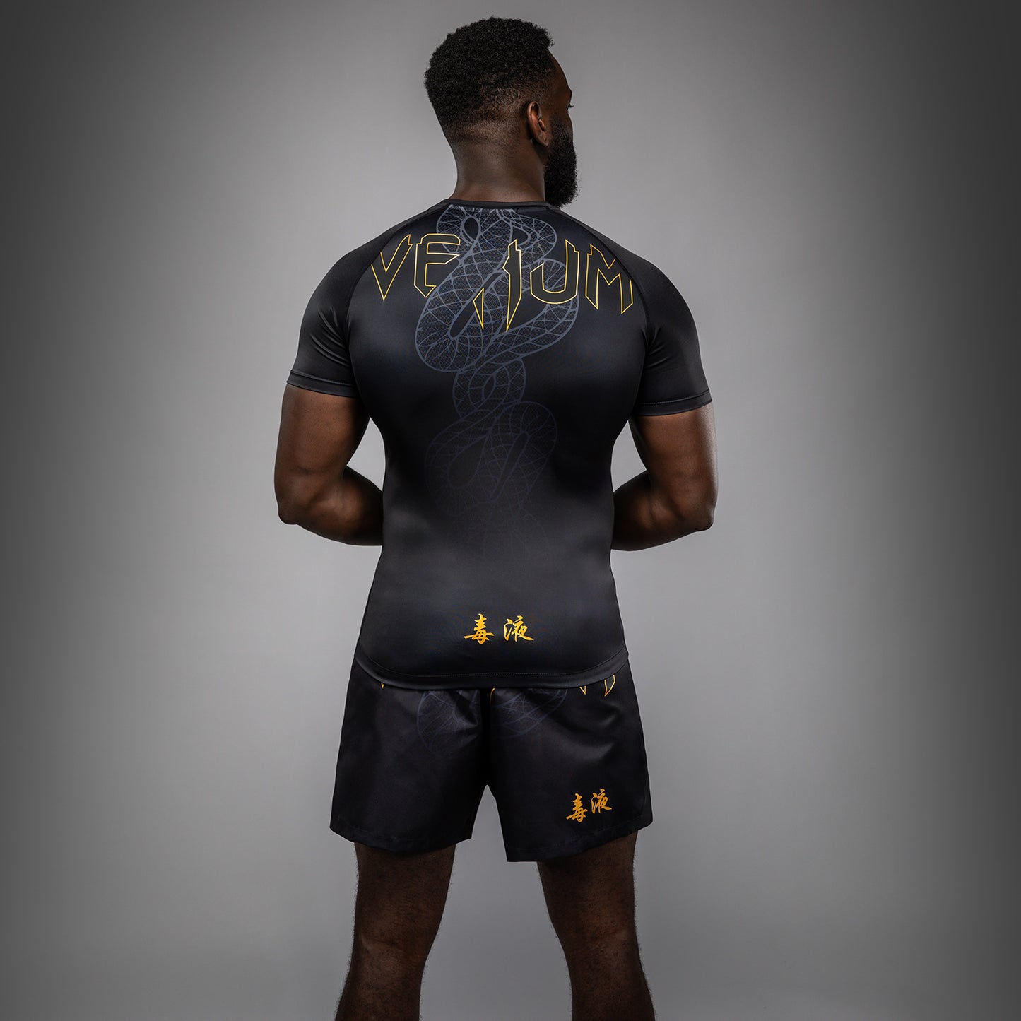 Rashguard Manches Courtes Venum Serpenti – Noir/Argent/Or - product-type_T-Shirts de Compression