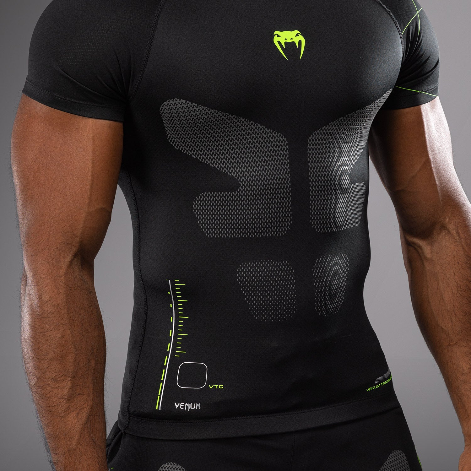 Rashguard Manches Courtes Venum Training Camp 4.0 - Noir/Vert fluo - product-type_T-Shirts de Compression