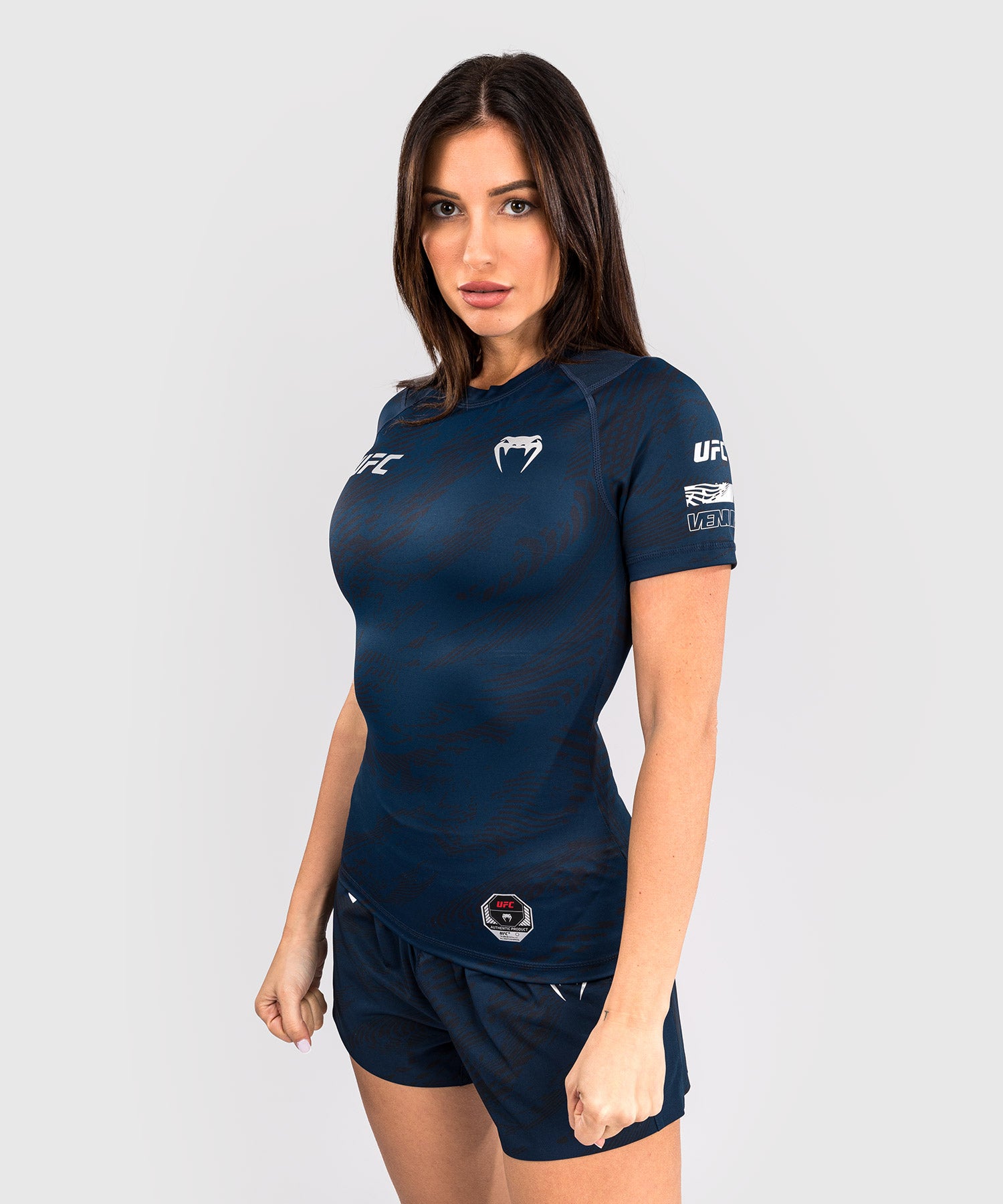 Rashguard Performance à Manches Courtes pour Femmes UFC Fusion by Venum Fight Week - Bleu Océanique - product-type_T-Shirts de Compression