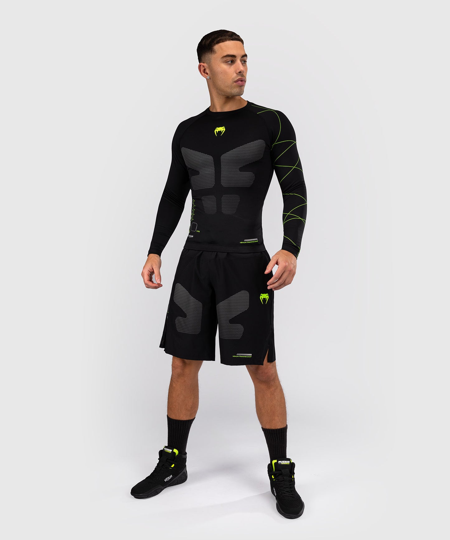 Rashguard Manches Longues Venum Training Camp 4.0 - Noir/Vert fluo - product-type_T-Shirts de Compression