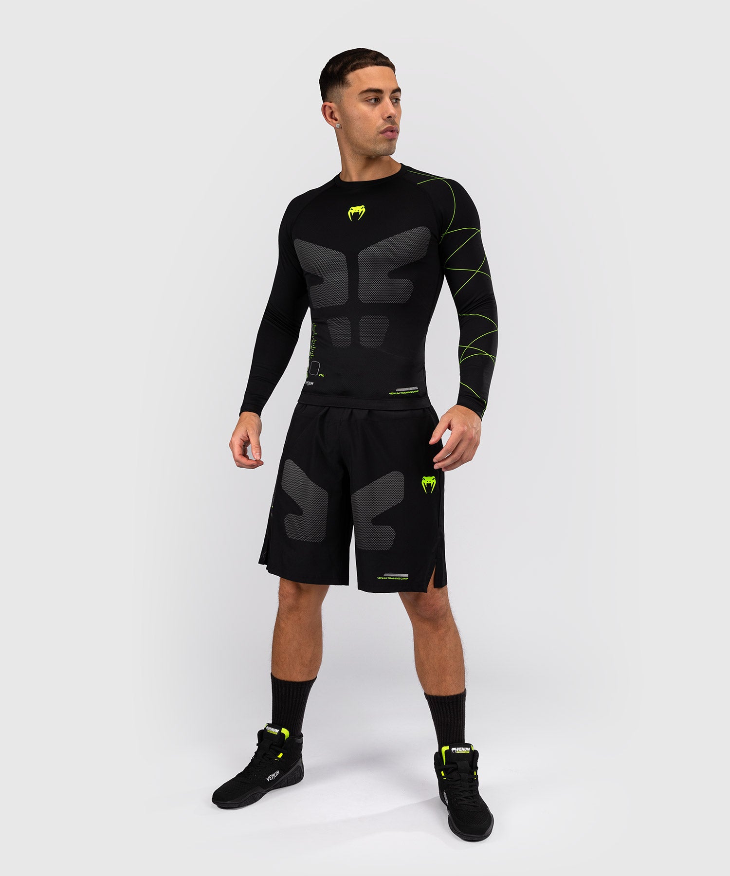 Rashguard Manches Longues Venum Training Camp 4.0 - Noir/Vert fluo - product-type_T-Shirts de Compression