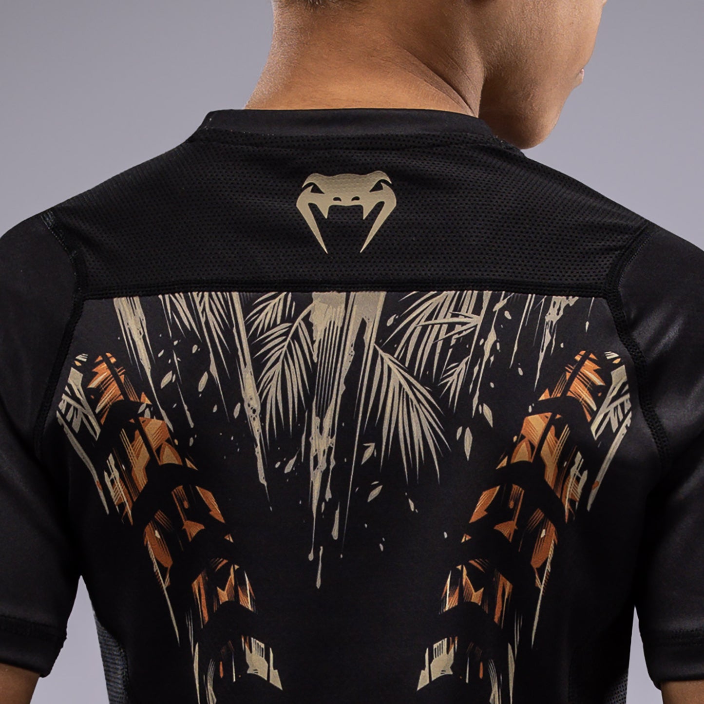 Rashguard à Manches Courtes Venum Tiger pour Enfants - Noir/Orange Néon - product-type_T-Shirts de Compression