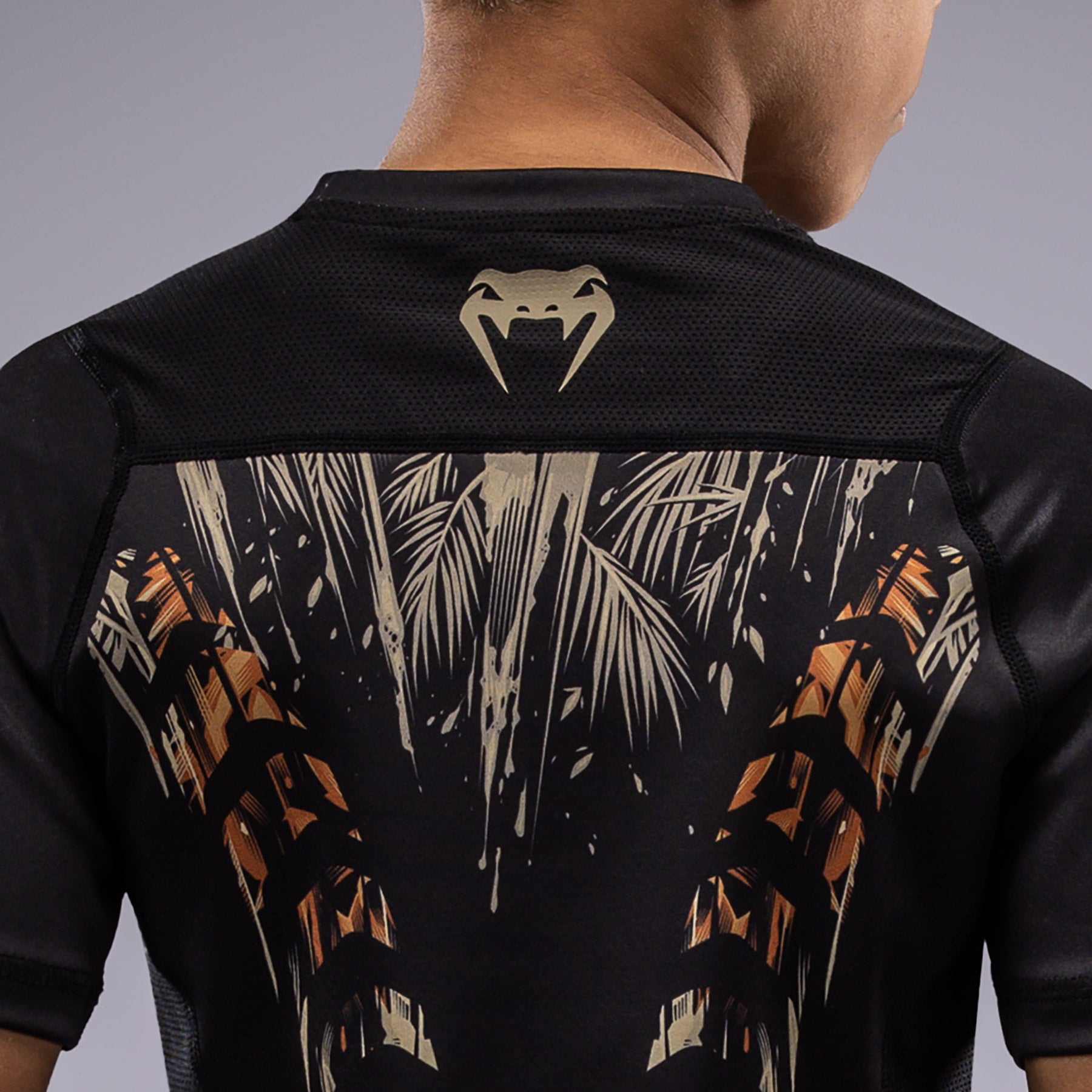 Rashguard à Manches Courtes Venum Tiger pour Enfants - Noir/Orange Néon - product-type_T-Shirts de Compression
