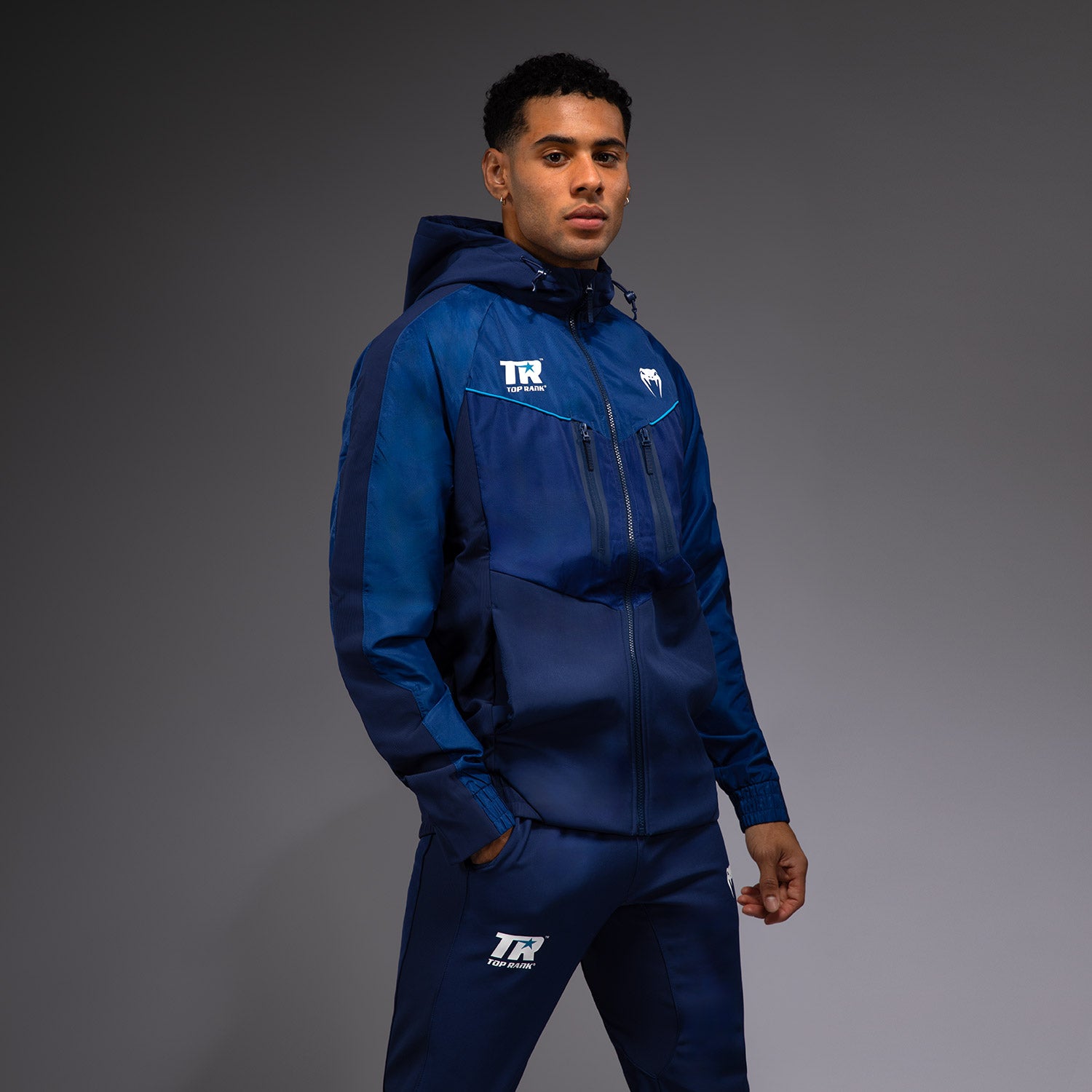 Hoodie Zippé Intégral Venum x Top Rank Original pour Hommes - Bleu Marine - product-type_Vestes