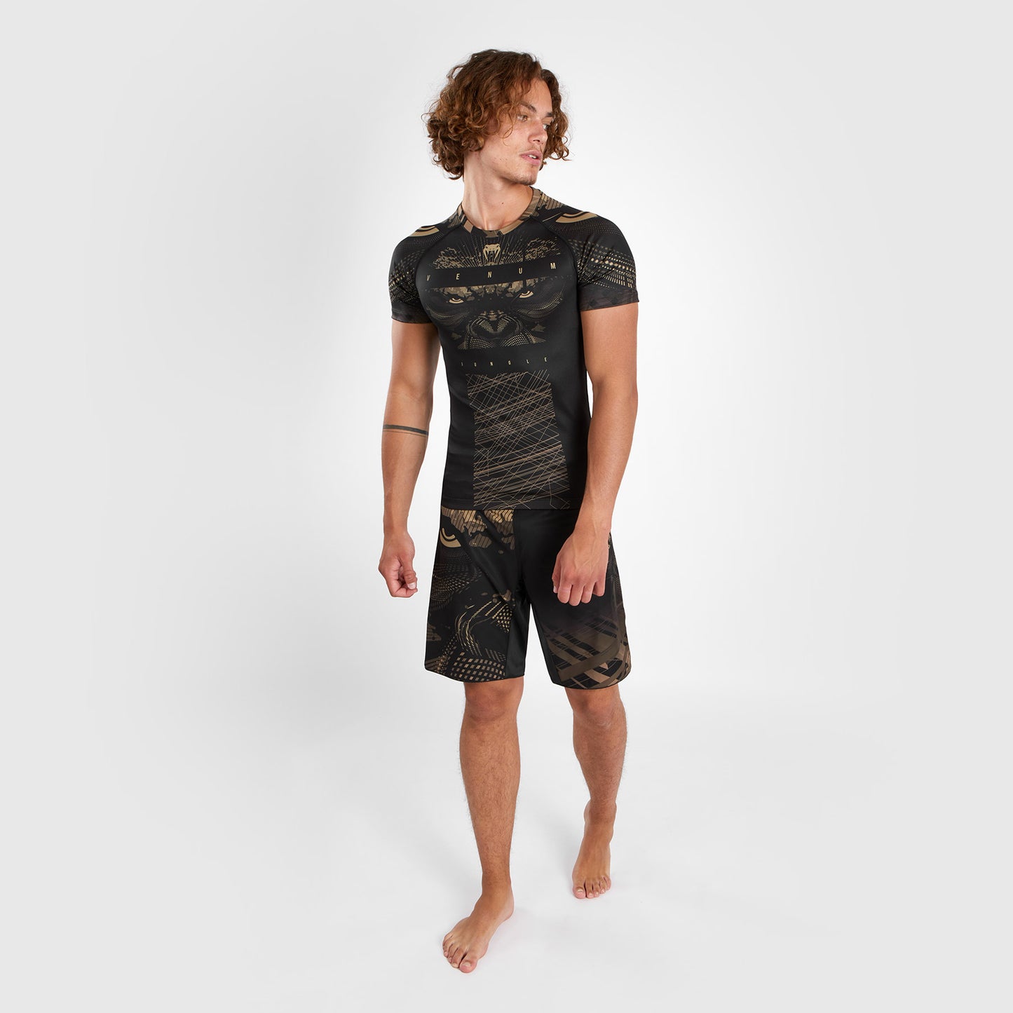 Rashguard à Manches Courtes Venum Gorilla Jungle - Noir/Sable - product-type_T-Shirts de Compression