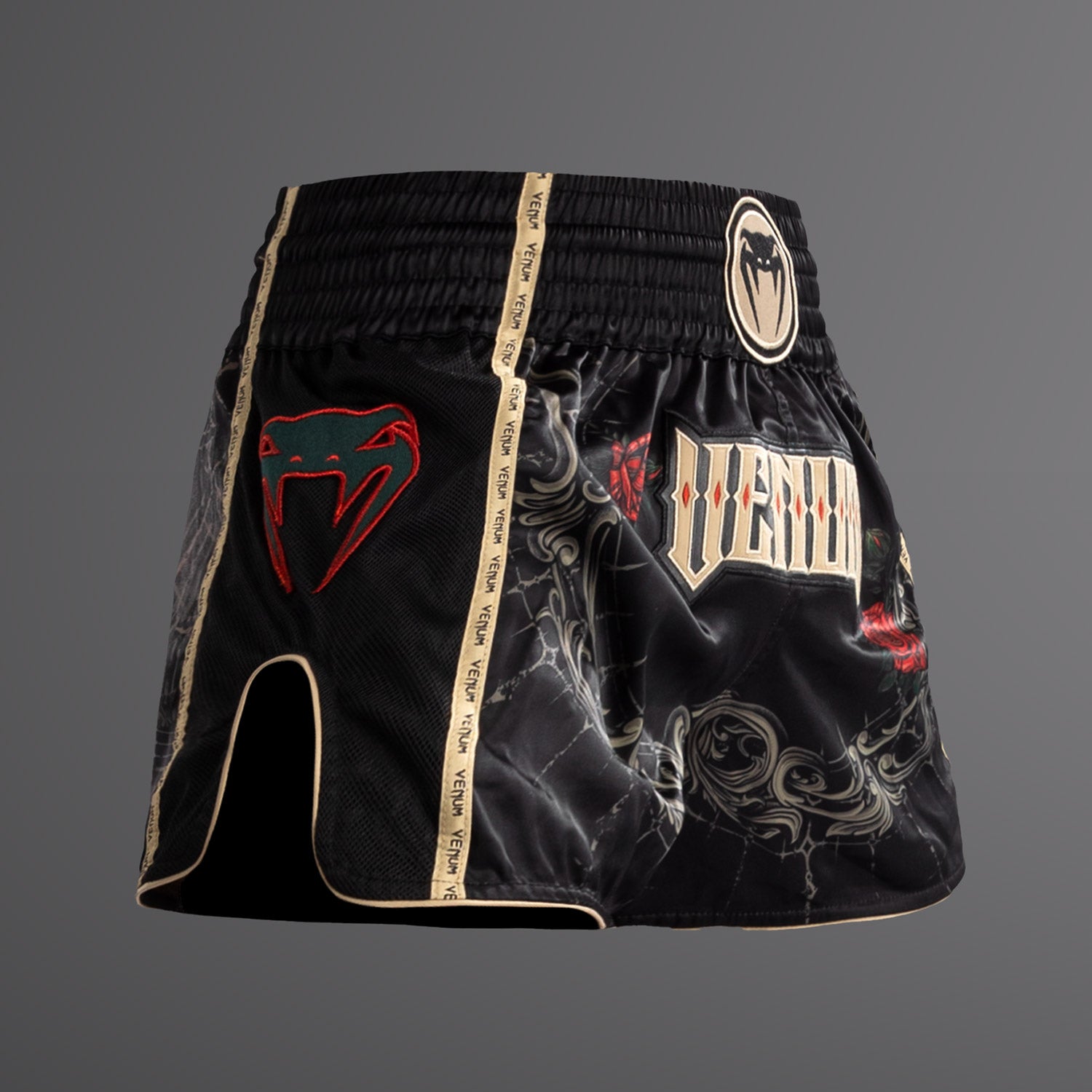 Short de Muay Thai pour Hommes Venum Santa Muerte 5.0 - Noir Profond/Or - product-type_Shorts de Muay Thai