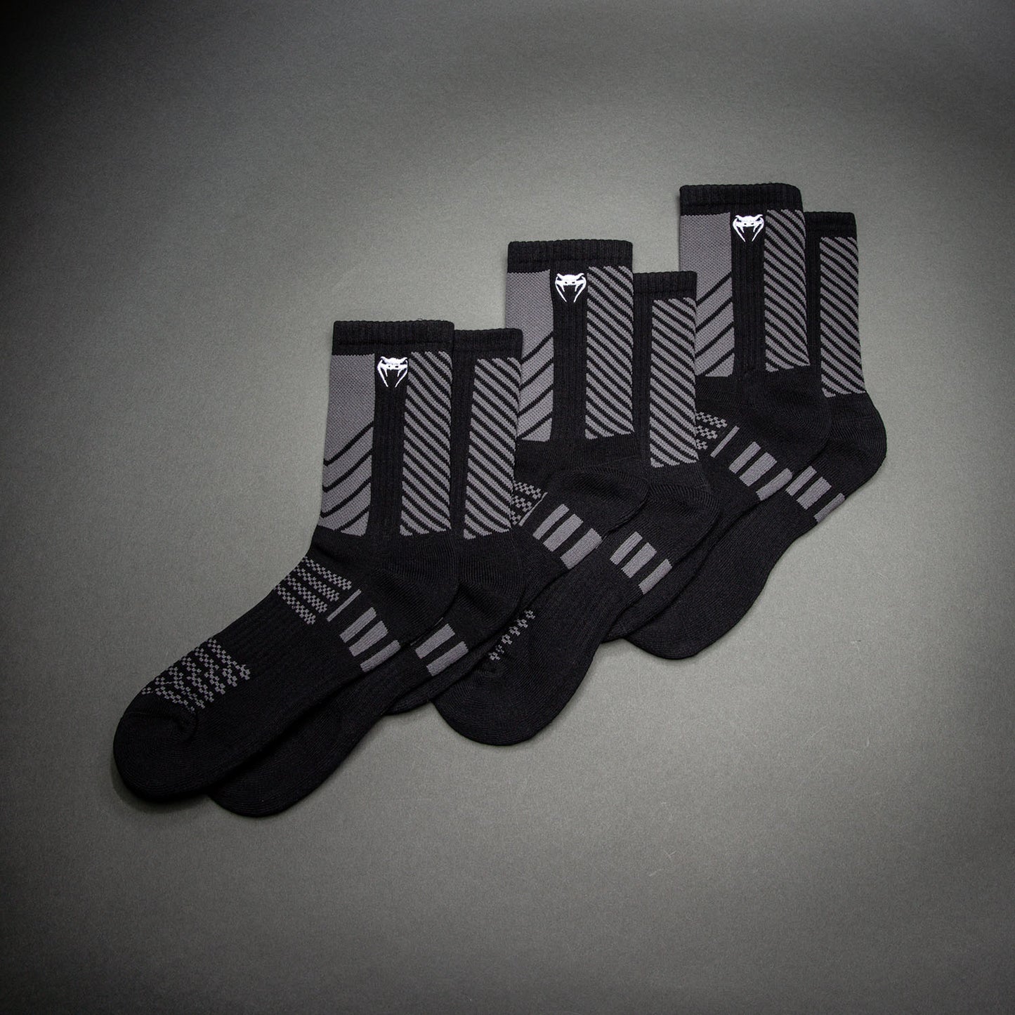Pack de 3 Paires de Chaussettes Mi-longues Venum Vector - Noir/Gris - product-type_Chaussettes