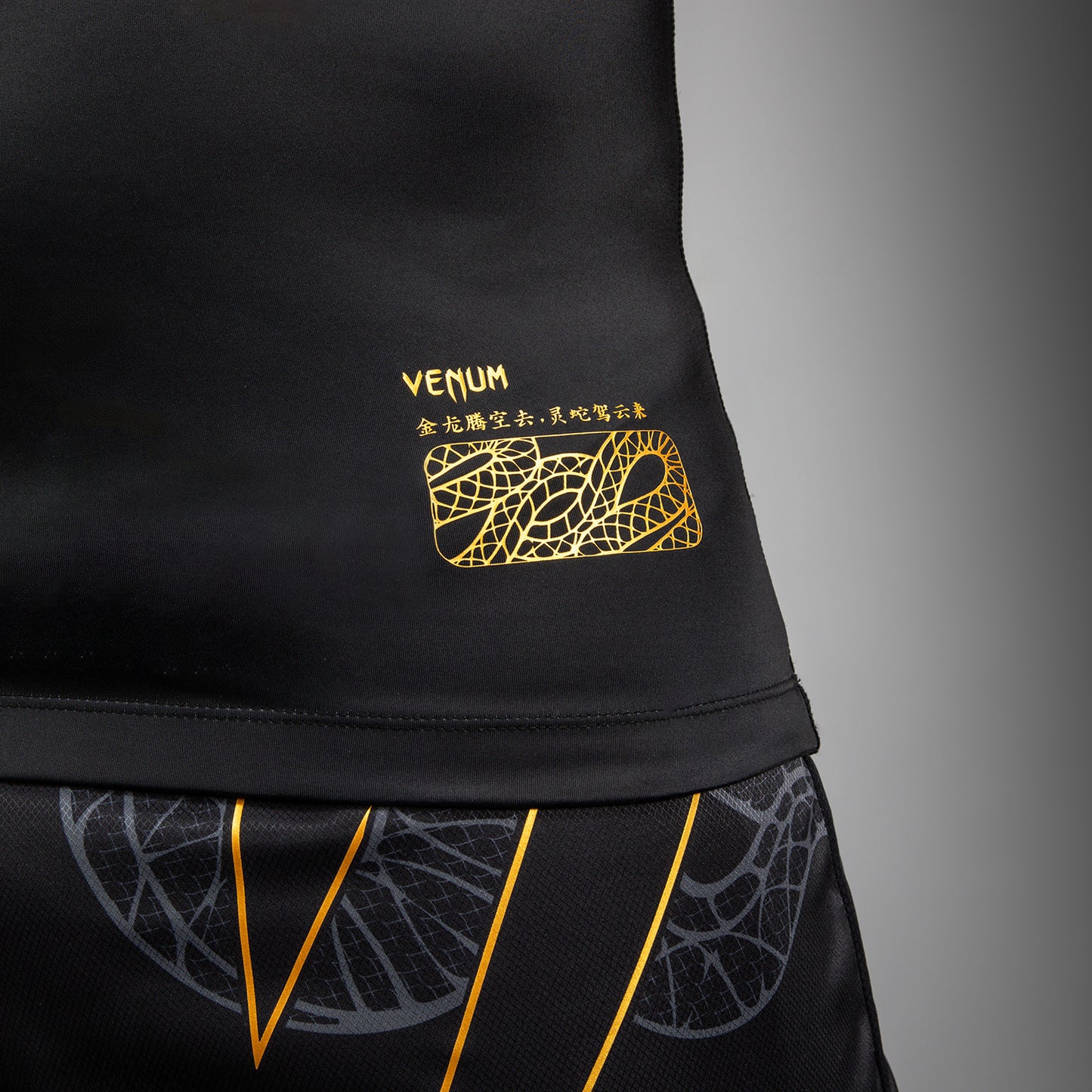 Rashguard Manches Courtes Venum Serpenti – Noir/Argent/Or - product-type_T-Shirts de Compression