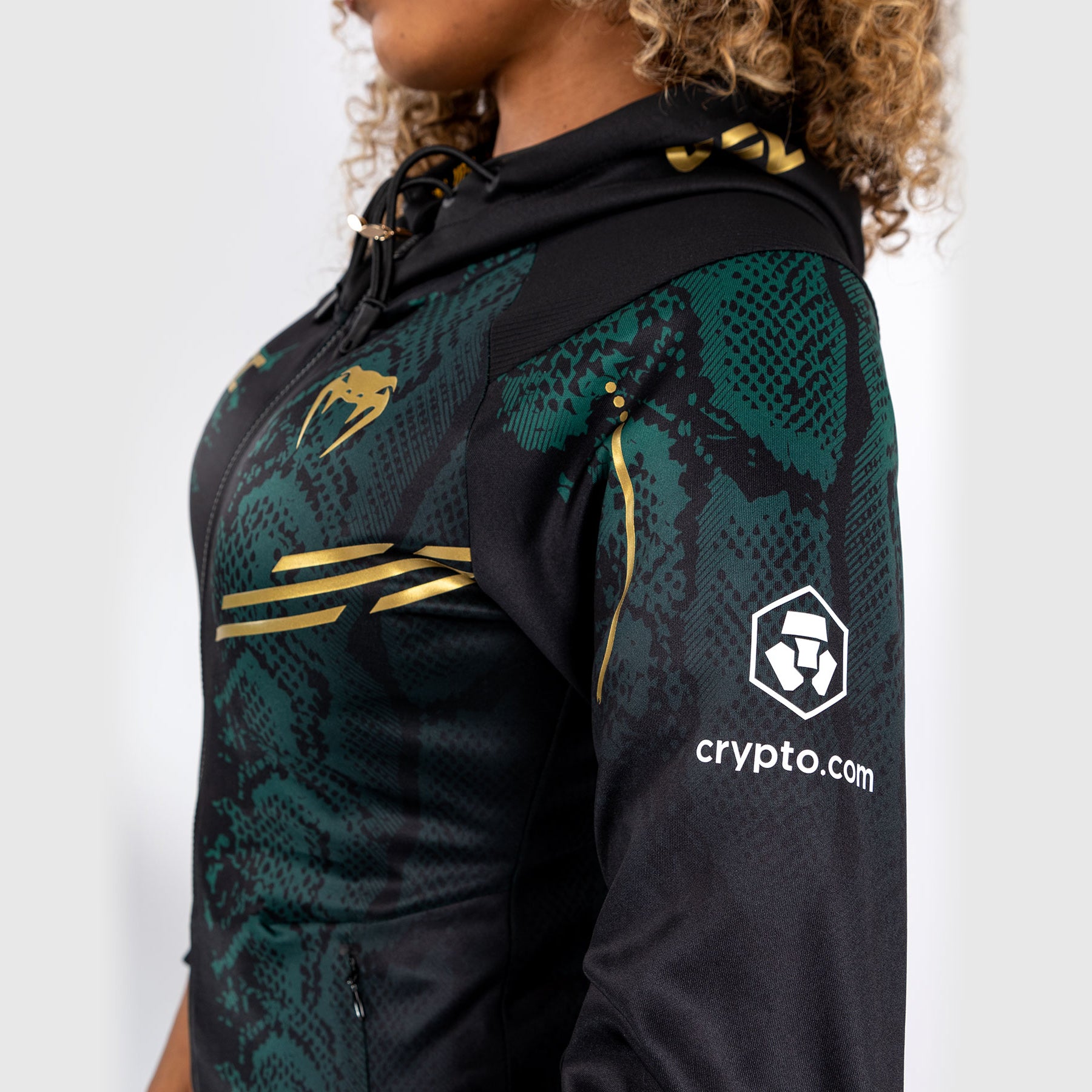 Sweat à capuche pour Femmes UFC Adrenaline by Venum Authentic Fight Night - Emerald Edition - Vert/Noir/Or - product-type_Sweatshirts