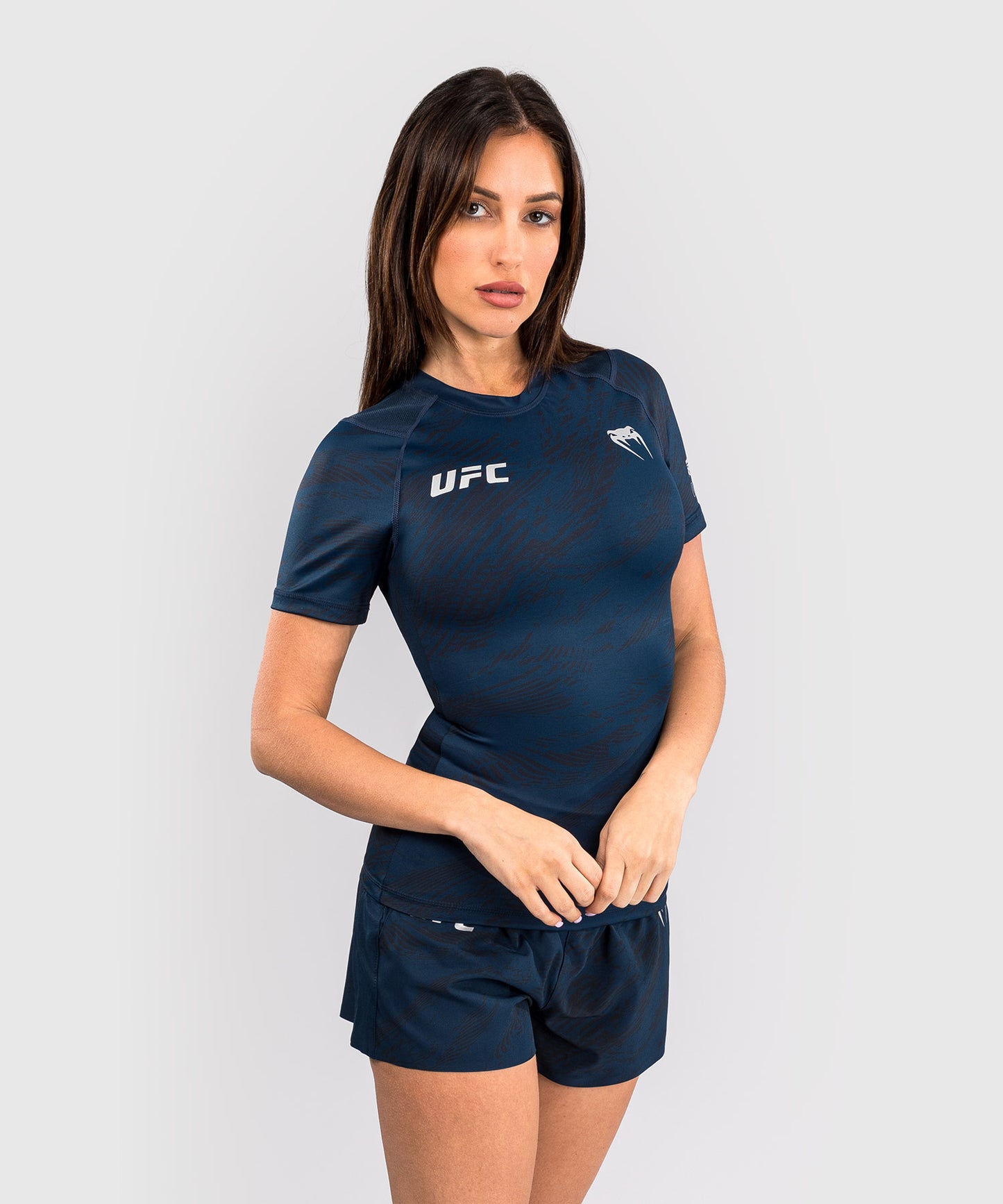 Rashguard Performance à Manches Courtes pour Femmes UFC Fusion by Venum Fight Week - Bleu Océanique - product-type_T-Shirts de Compression