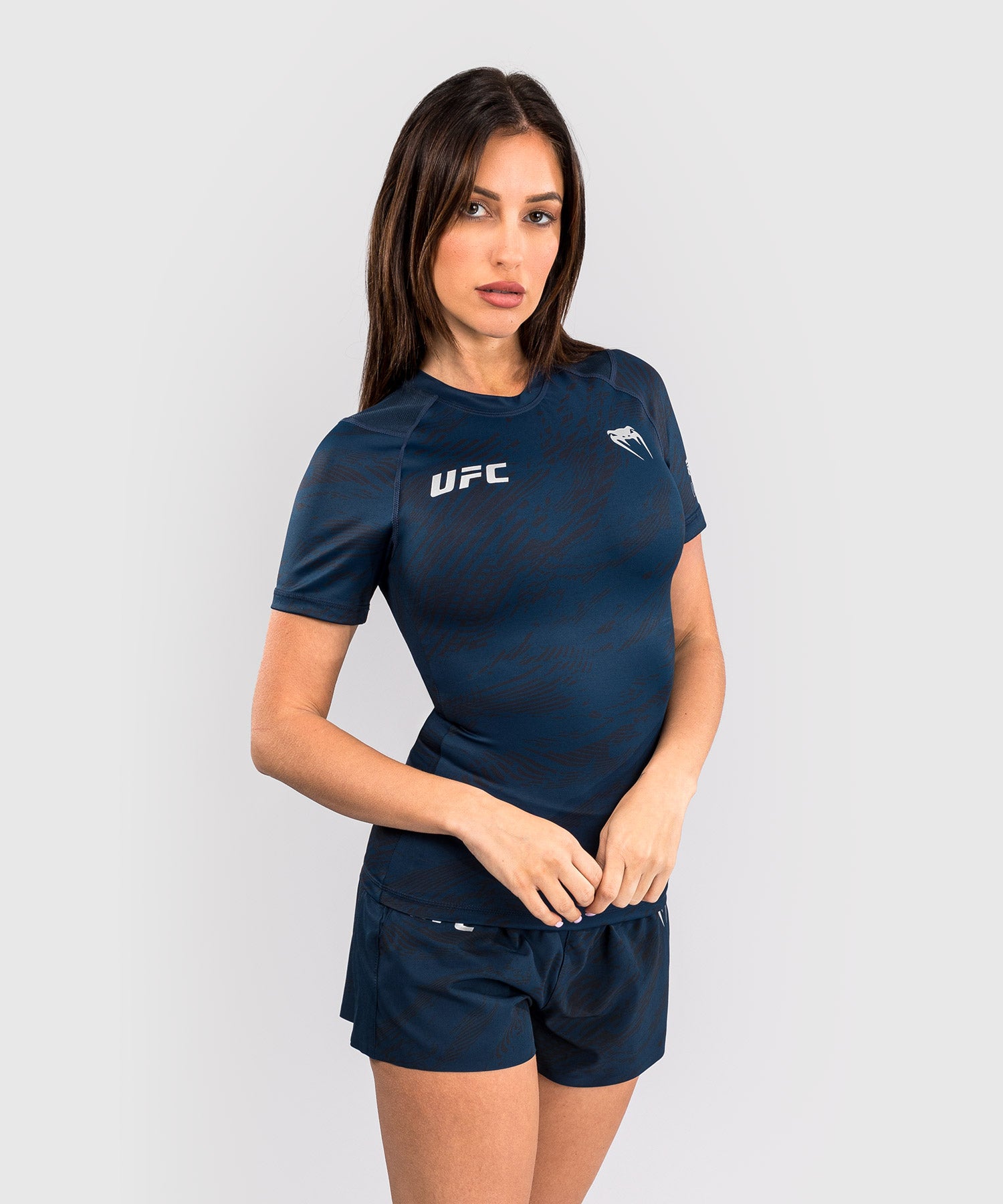 Rashguard Performance à Manches Courtes pour Femmes UFC Fusion by Venum Fight Week - Bleu Océanique - product-type_T-Shirts de Compression