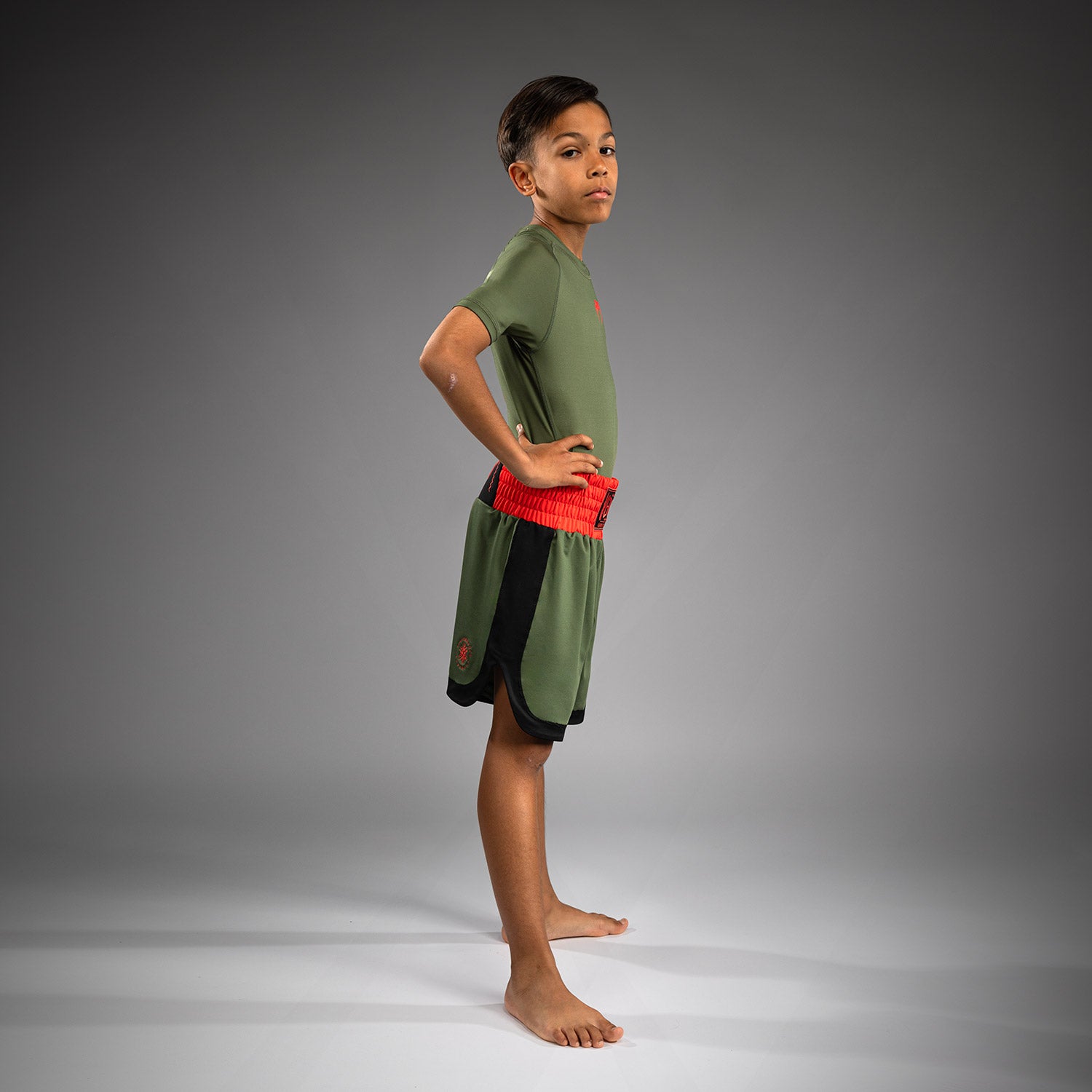 Short de Boxe pour Enfants Venum Classic - Vert militaire/Orange - product-type_Shorts de boxe