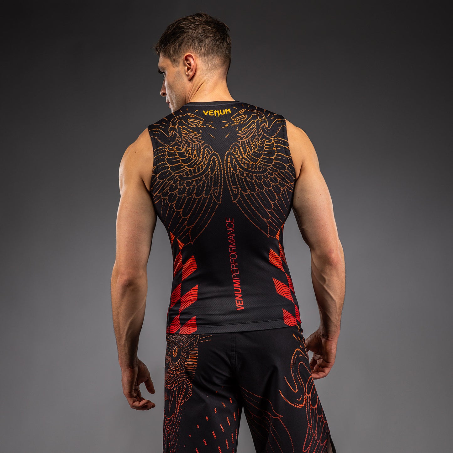 Rashguard Sans Manches Venum Quetzal Fury - Noir/Rouge Fury/Mandarine