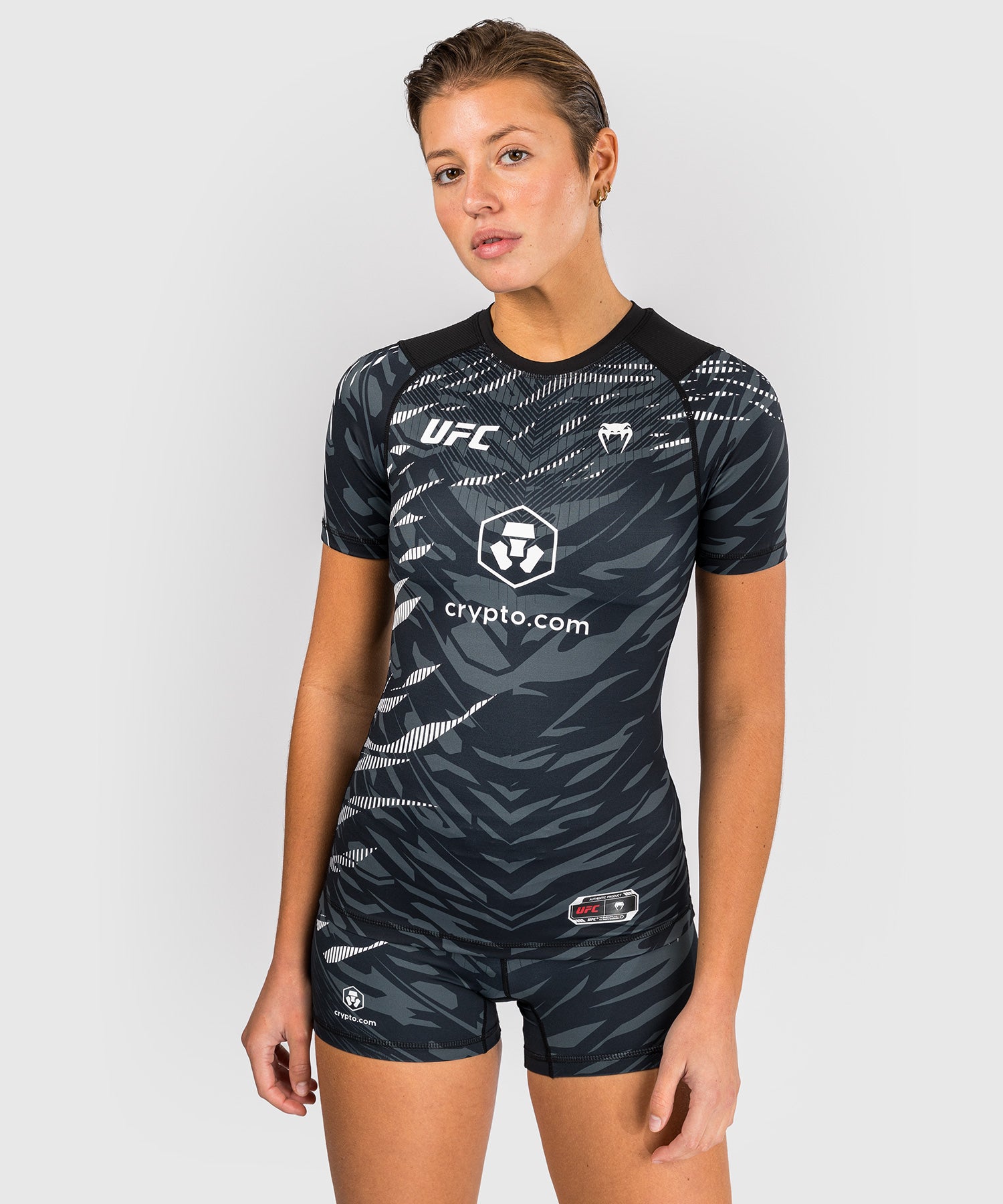 Rashguard Performance à Manches Courtes pour Femmes UFC Fusion by Venum Authentic Fight Night - Noir - product-type_T-Shirts de Compression