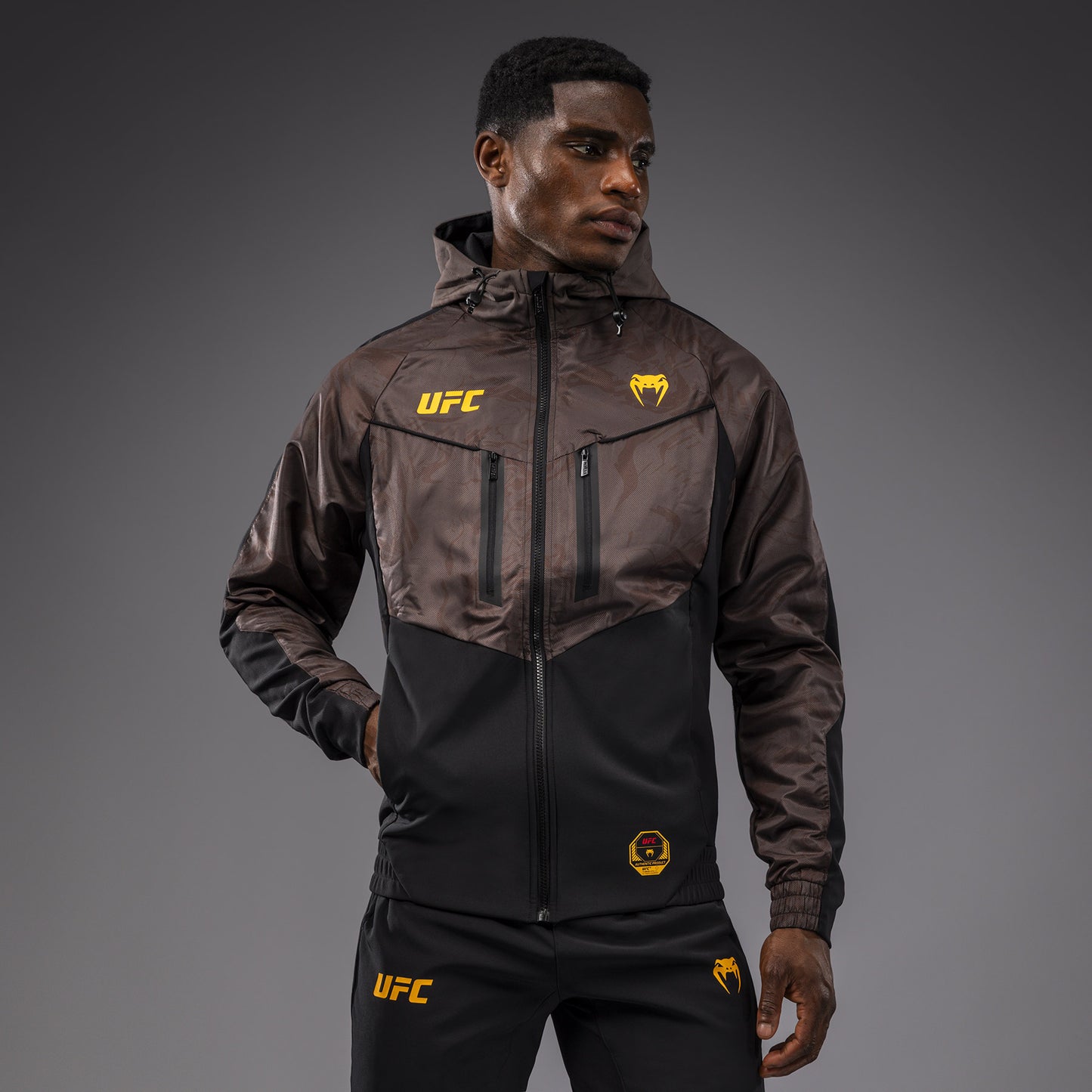 Veste à Capuche Zippé pour Hommes UFC Fusion by Venum Fight Week - Marron Terrestre - product-type_Vestes
