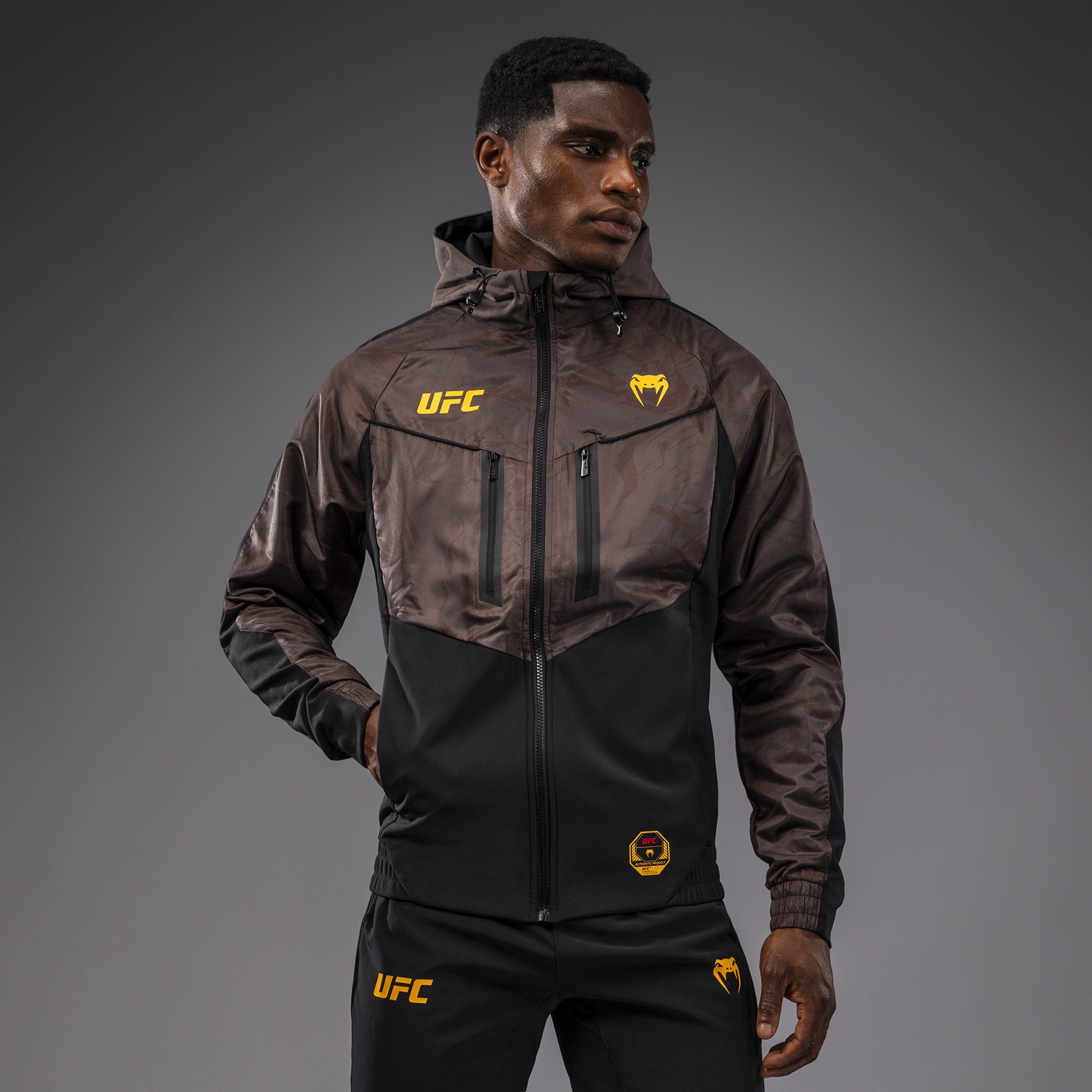 Veste à Capuche Zippé pour Hommes UFC Fusion by Venum Fight Week - Marron Terrestre - product-type_Vestes