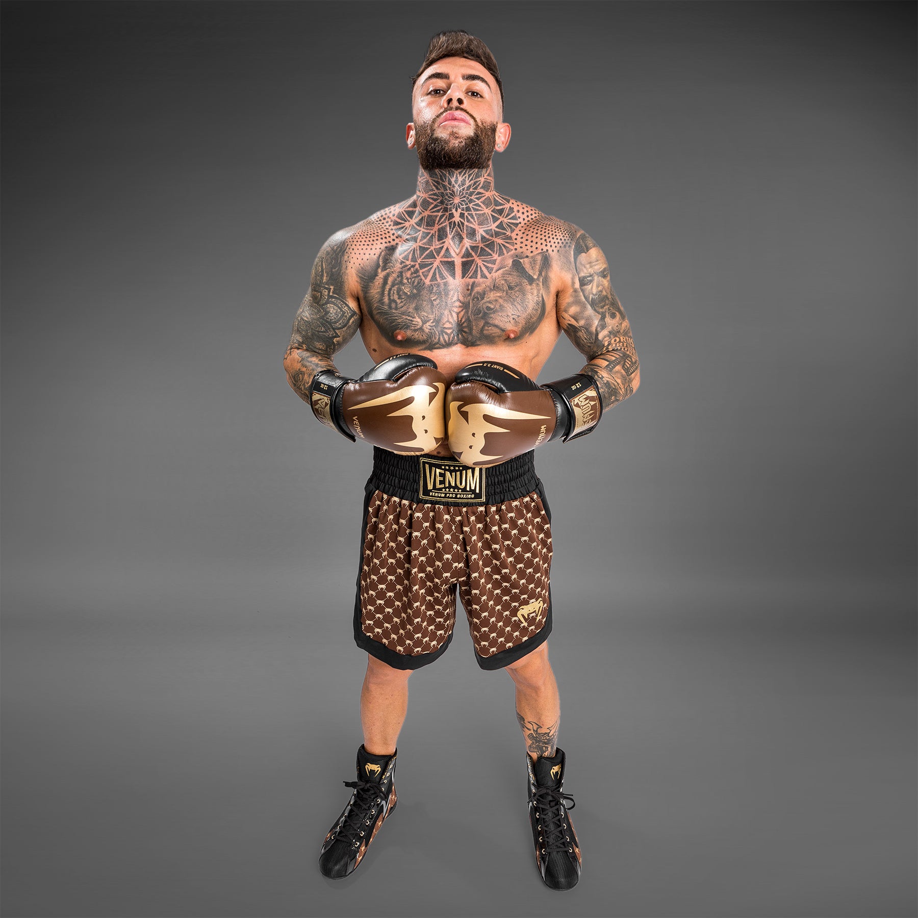 Short de Boxe Venum Monogram - Noir/Marron - product-type_Shorts de boxe