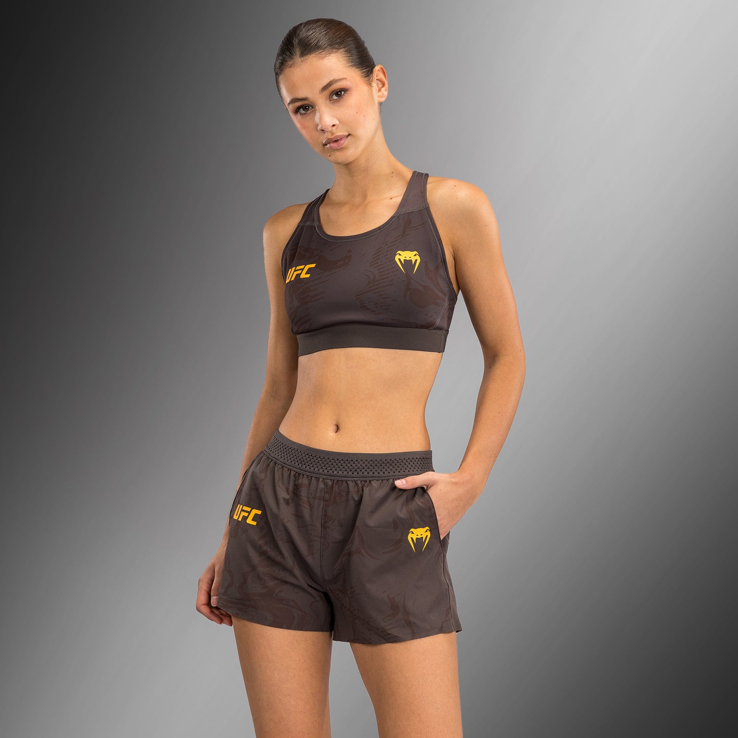 Shorts Performance pour Femmes UFC Fusion by Venum Fight Week - Marron Terrestre - product-type_Shorts de training