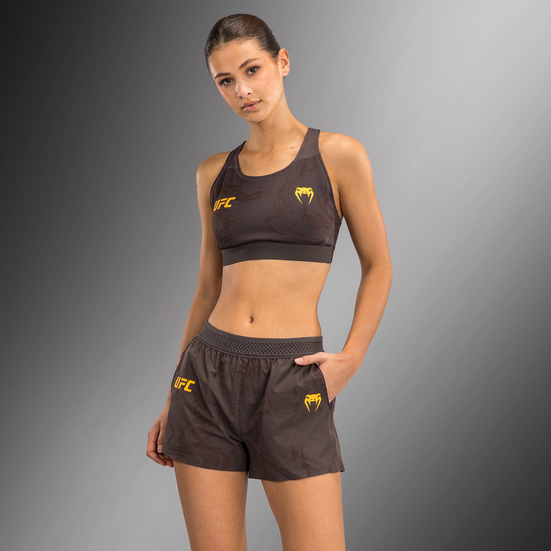 Shorts Performance pour Femmes UFC Fusion by Venum Fight Week - Marron Terrestre - product-type_Shorts de training