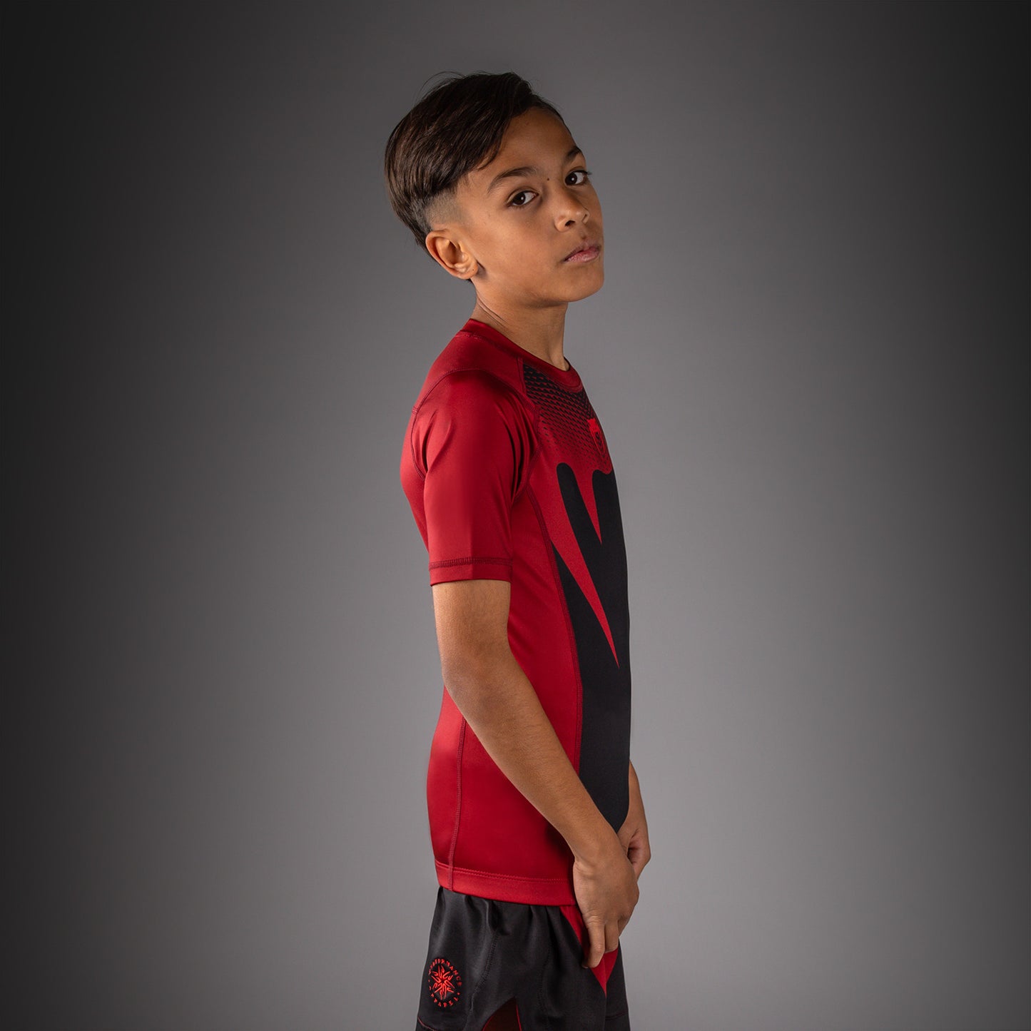 Rashguard à Manches Courtes Pour Enfant Venum Attack - Noir/Rouge