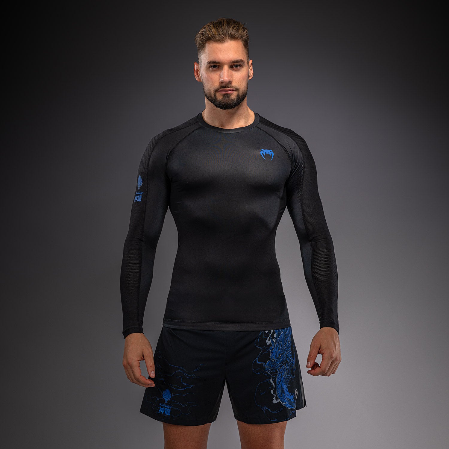 Rashguard à Manches Longues Venum Thunder Dragon – Noir/Bleu Royal - product-type_T-Shirts de Compression