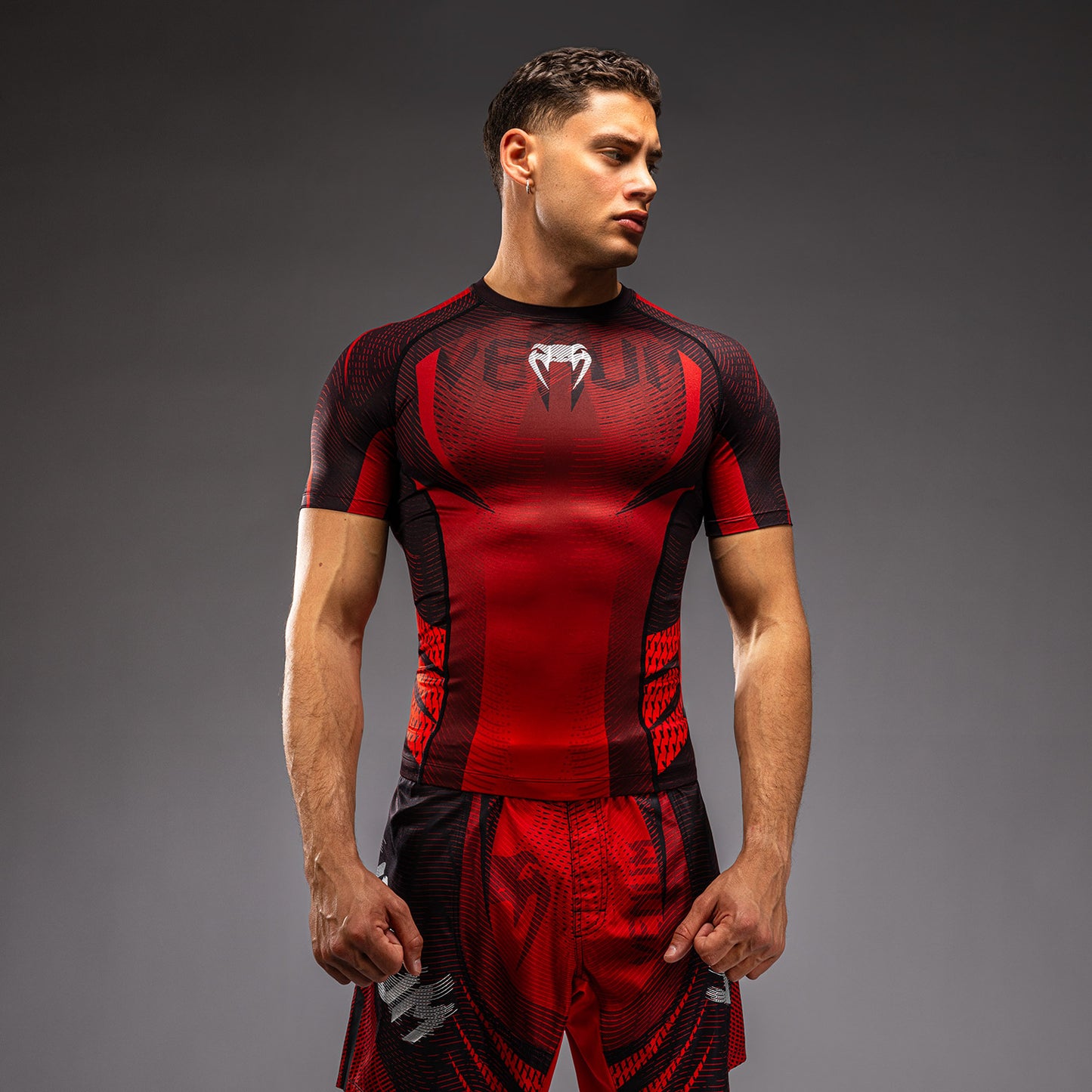 Rashguard à Manches Courtes Venum Galactic 3.0 - Rouge/Argent