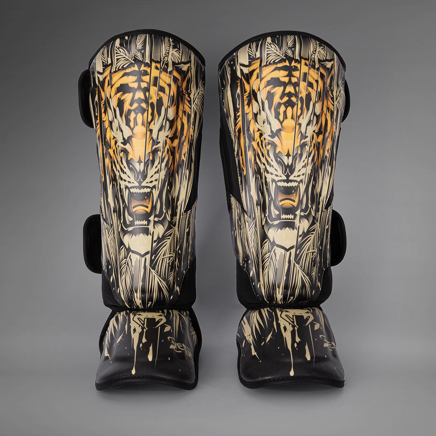 Protège-Tibias Venum Tiger pour Hommes - Noir/Orange Néon - product-type_Protège-tibias