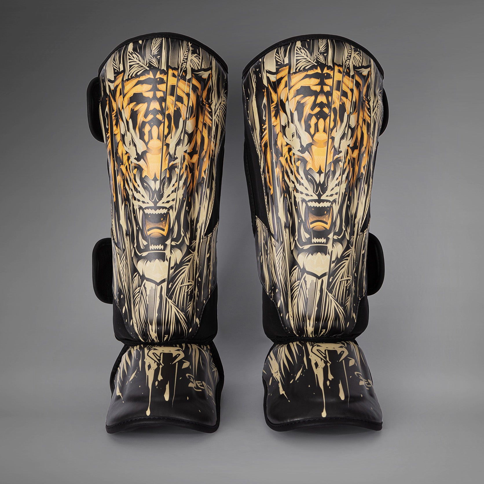 Protège-Tibias Venum Tiger pour Hommes - Noir/Orange Néon - product-type_Protège-tibias