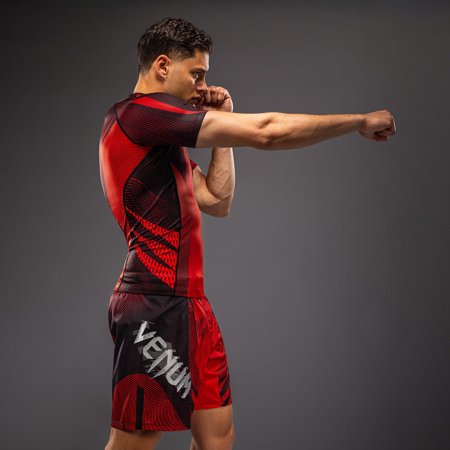 Rashguard à Manches Courtes Venum Galactic 3.0 - Rouge/Argent