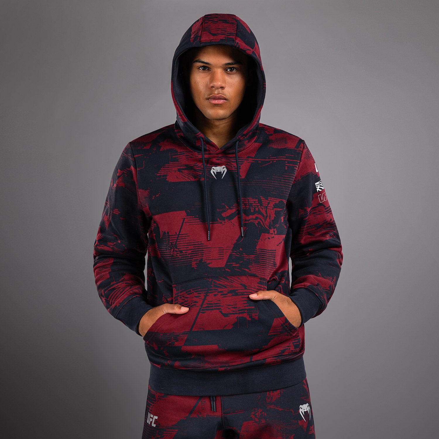 Sweat à capuche Homme UFC Zenith by Venum Authentic Fight Week - Bleu marine/Bordeaux/Argent - product-type_Sweatshirts