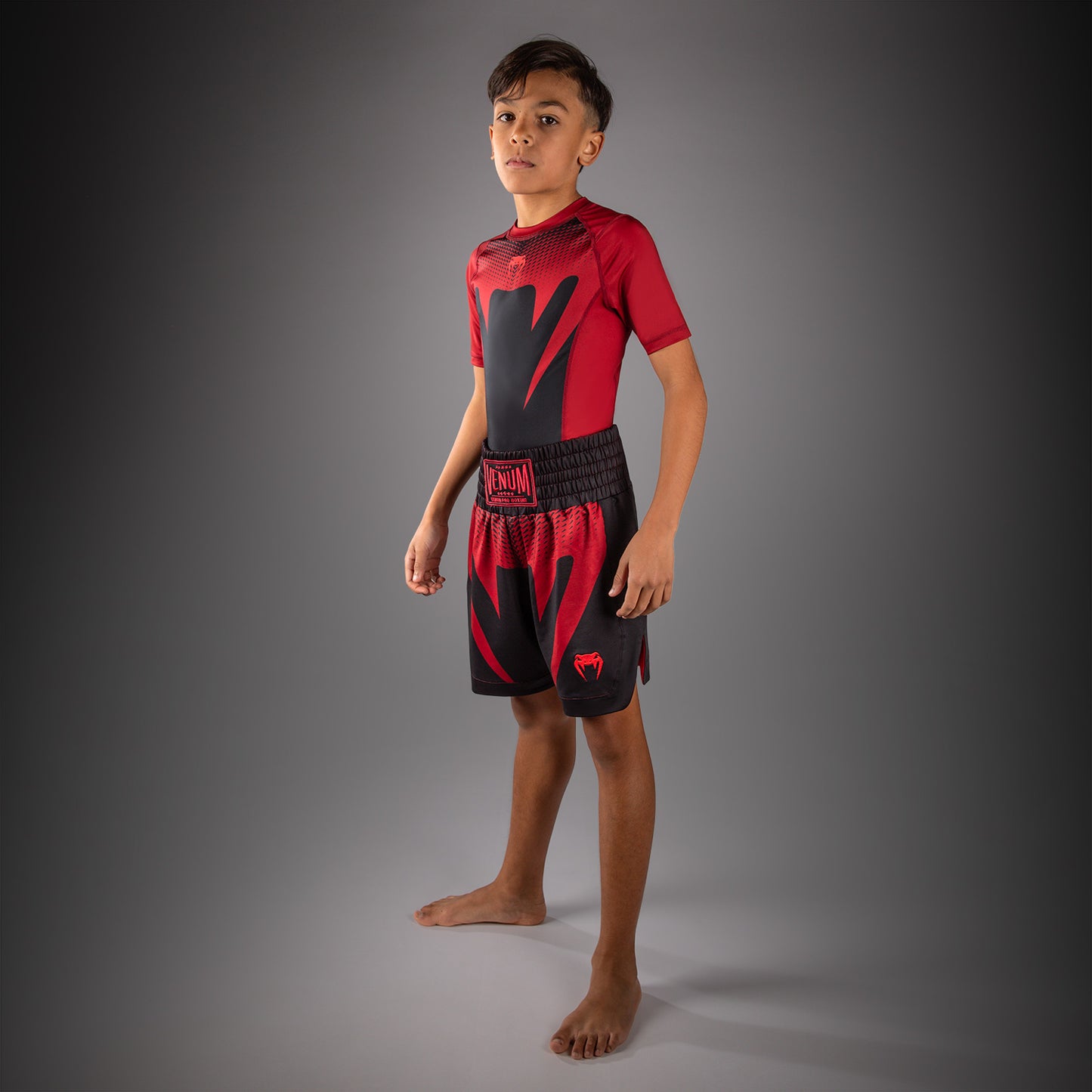 Short de Boxe Pour Enfant Venum Attack - Noir/Rouge