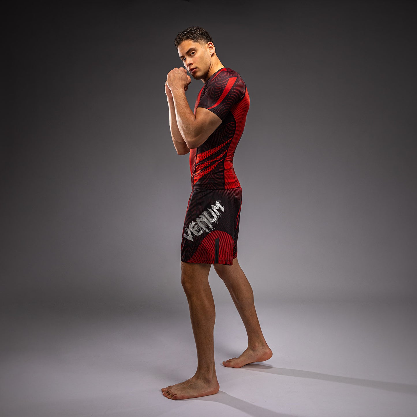 Rashguard à Manches Courtes Venum Galactic 3.0 - Rouge/Argent
