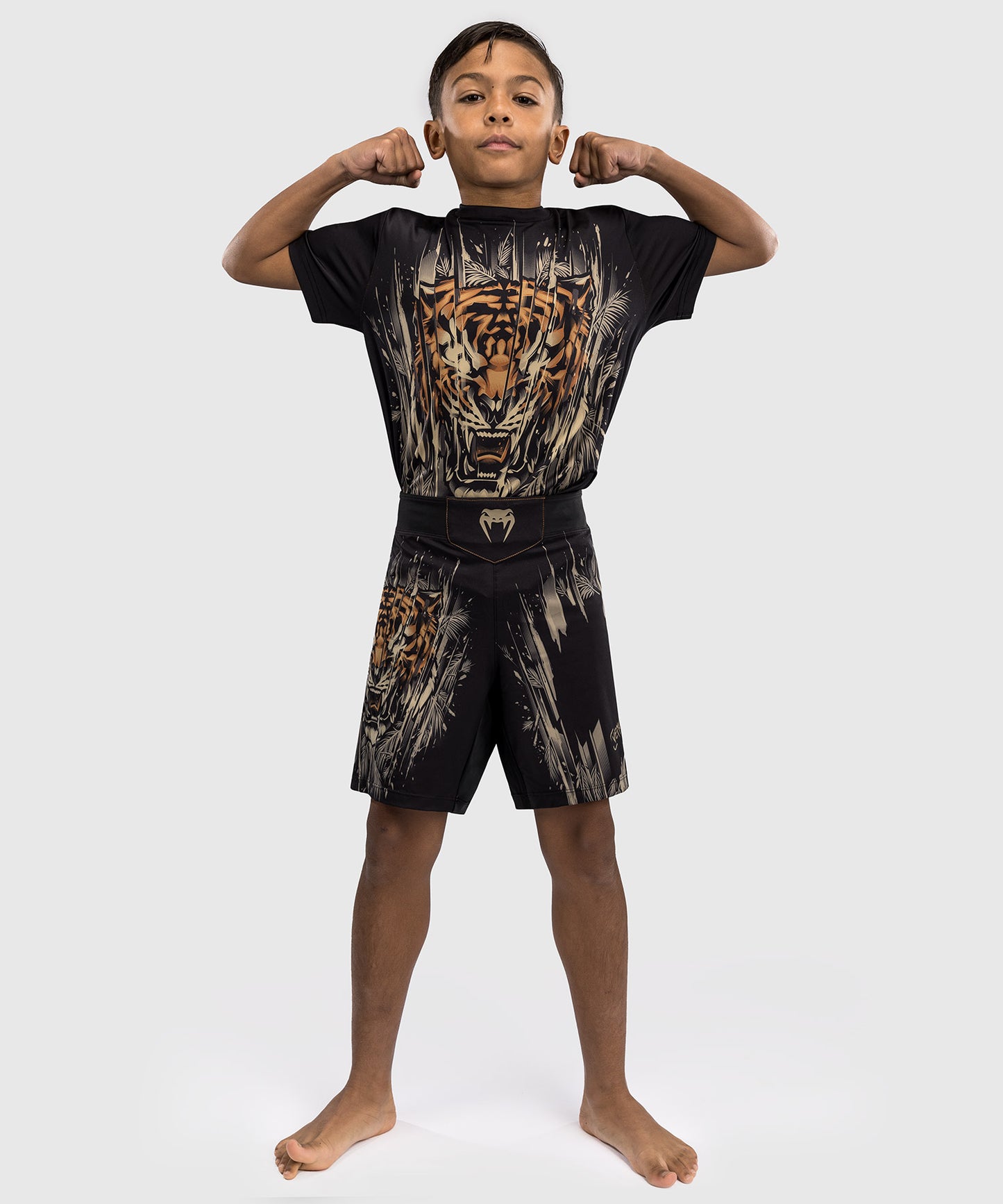 Short de Combat Venum Tiger pour Enfants - Noir/Orange Néon - product-type_Shorts de MMA