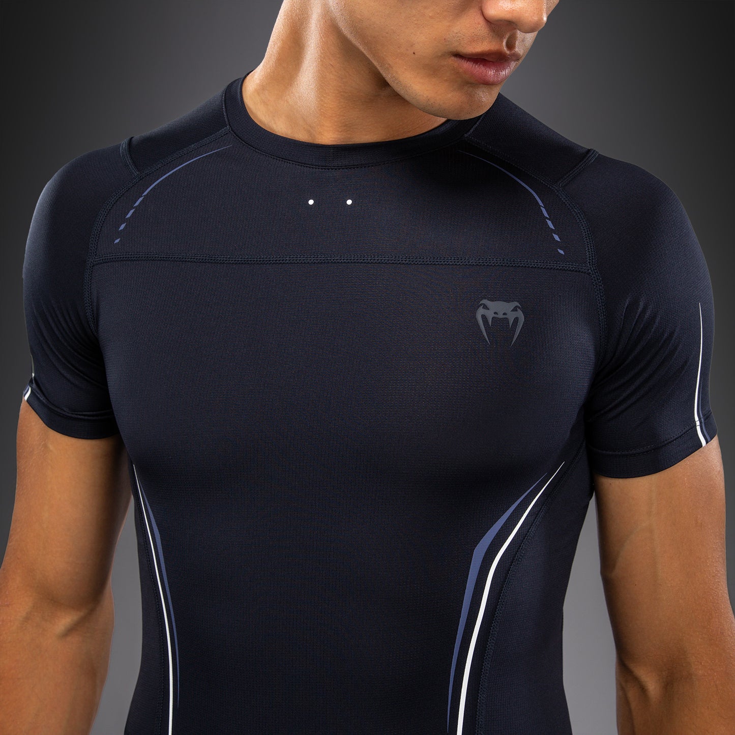 Rashguard à Manches Courtes Venum G-Core - Bleu Marine/Blanc